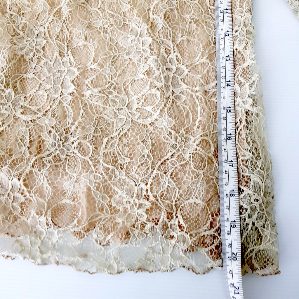 Studibaker Vintage Australian Beige Floral Lace 3/4 Sleeves Women's Blouse Top 8