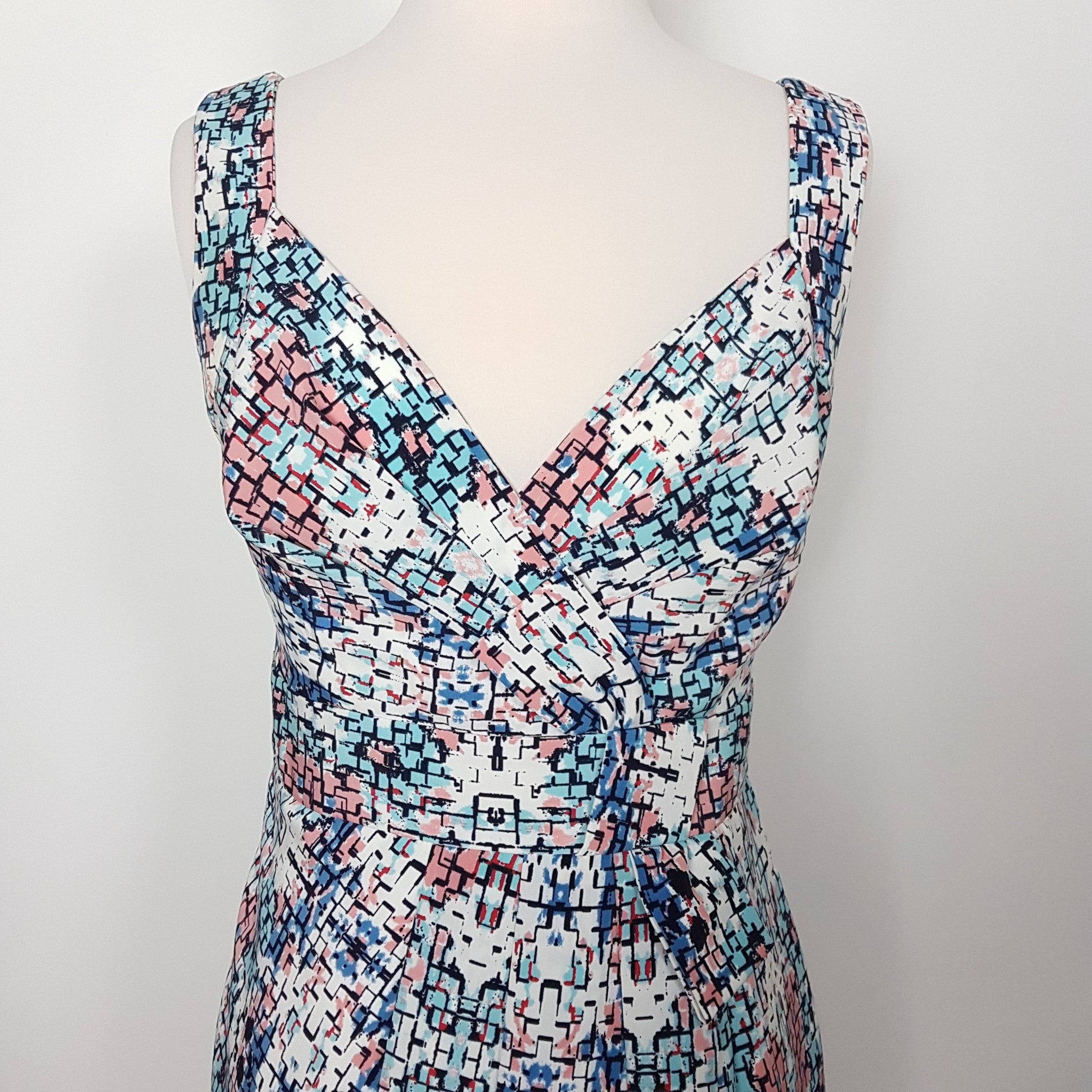 Diana Ferrari Sweetheart Sleeveless Sheath Dress Empire Waist Blue White Pink 8