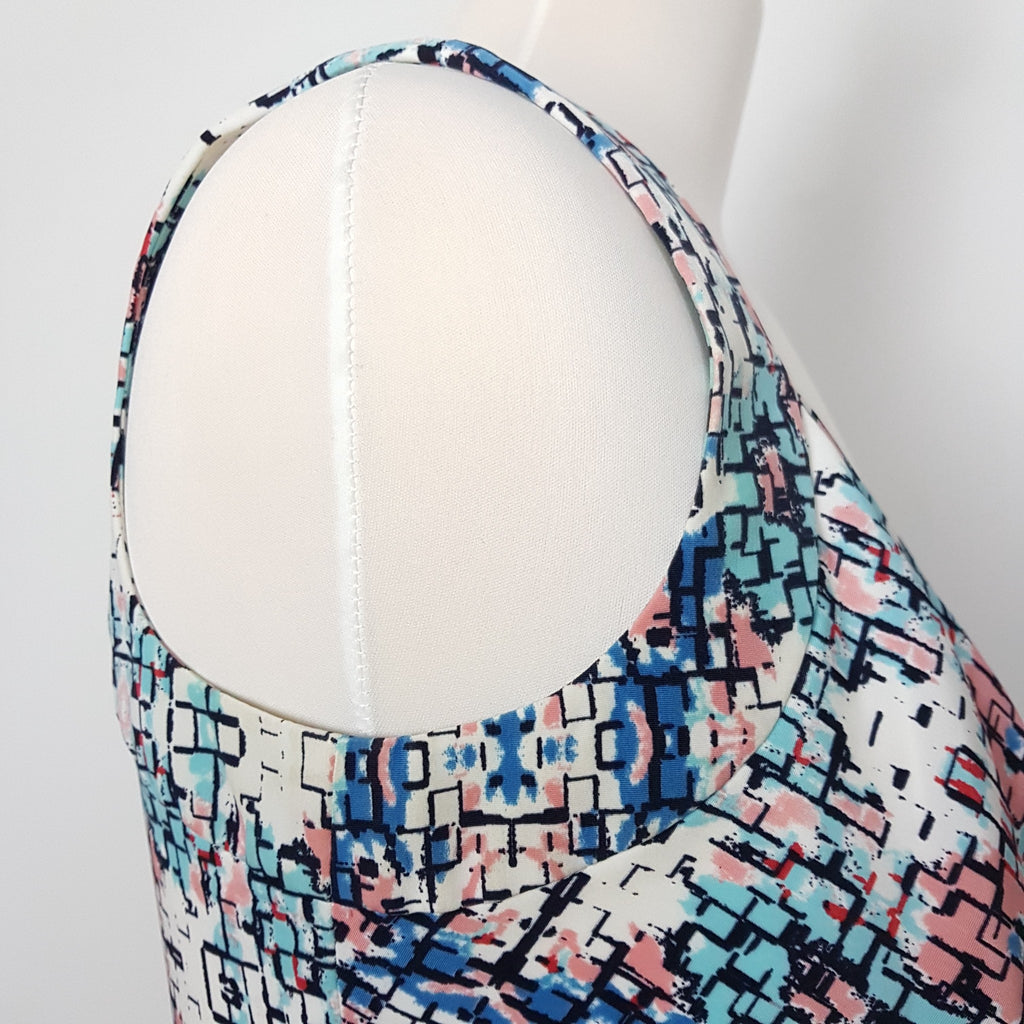 Diana Ferrari Sweetheart Sleeveless Sheath Dress Empire Waist Blue White Pink 8