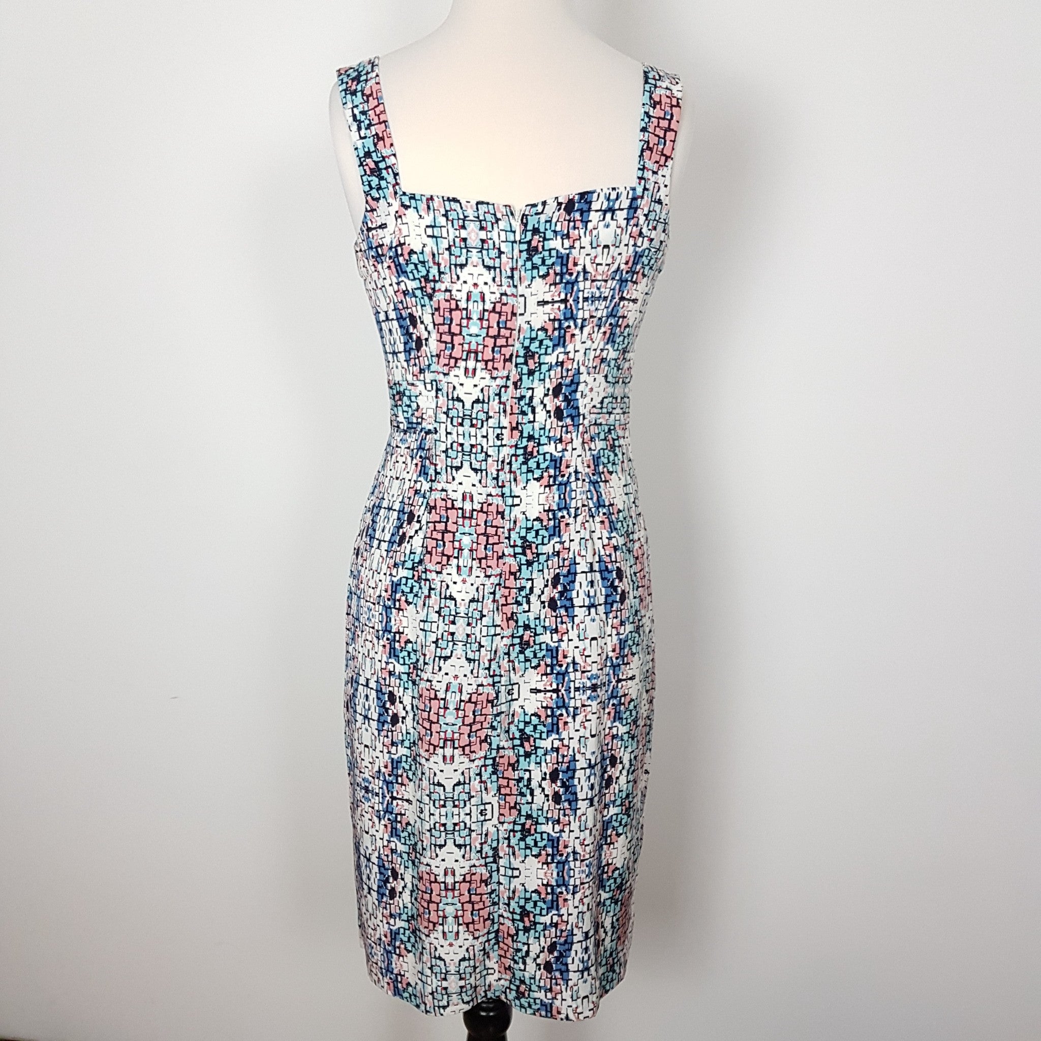 Diana Ferrari Sweetheart Sleeveless Sheath Dress Empire Waist Blue White Pink 8
