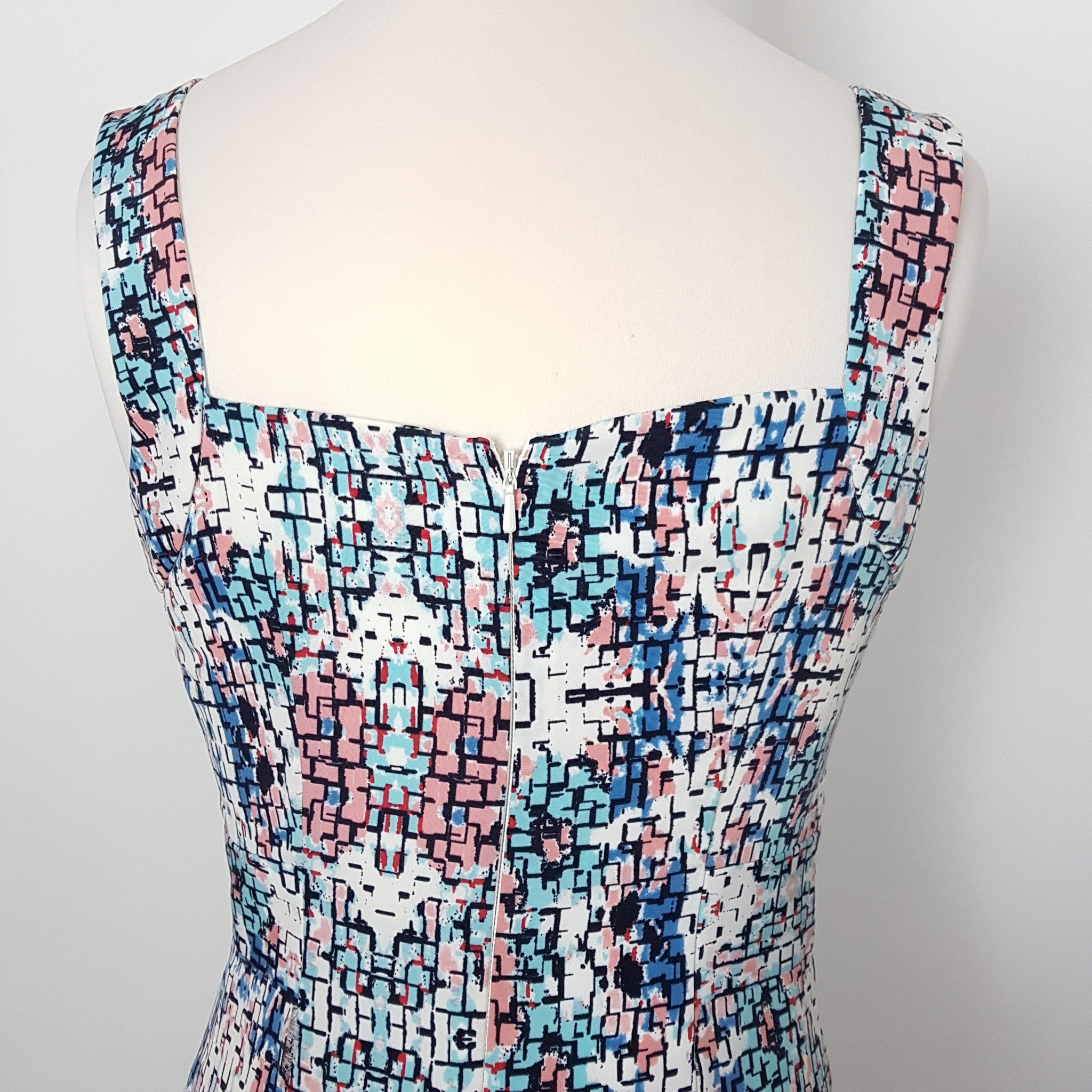 Diana Ferrari Sweetheart Sleeveless Sheath Dress Empire Waist Blue White Pink 8