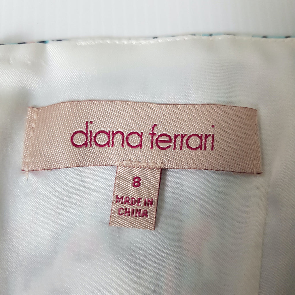 Diana Ferrari Sweetheart Sleeveless Sheath Dress Empire Waist Blue White Pink 8