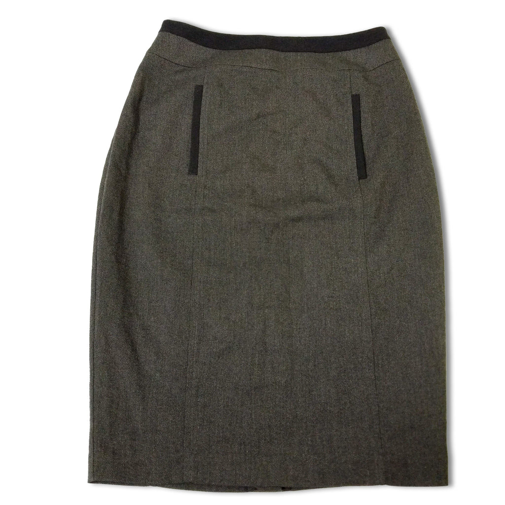 Portmans Women's Wool Pencil Skirt 8 S Dark Brown Mid Waist Workwear Officewear