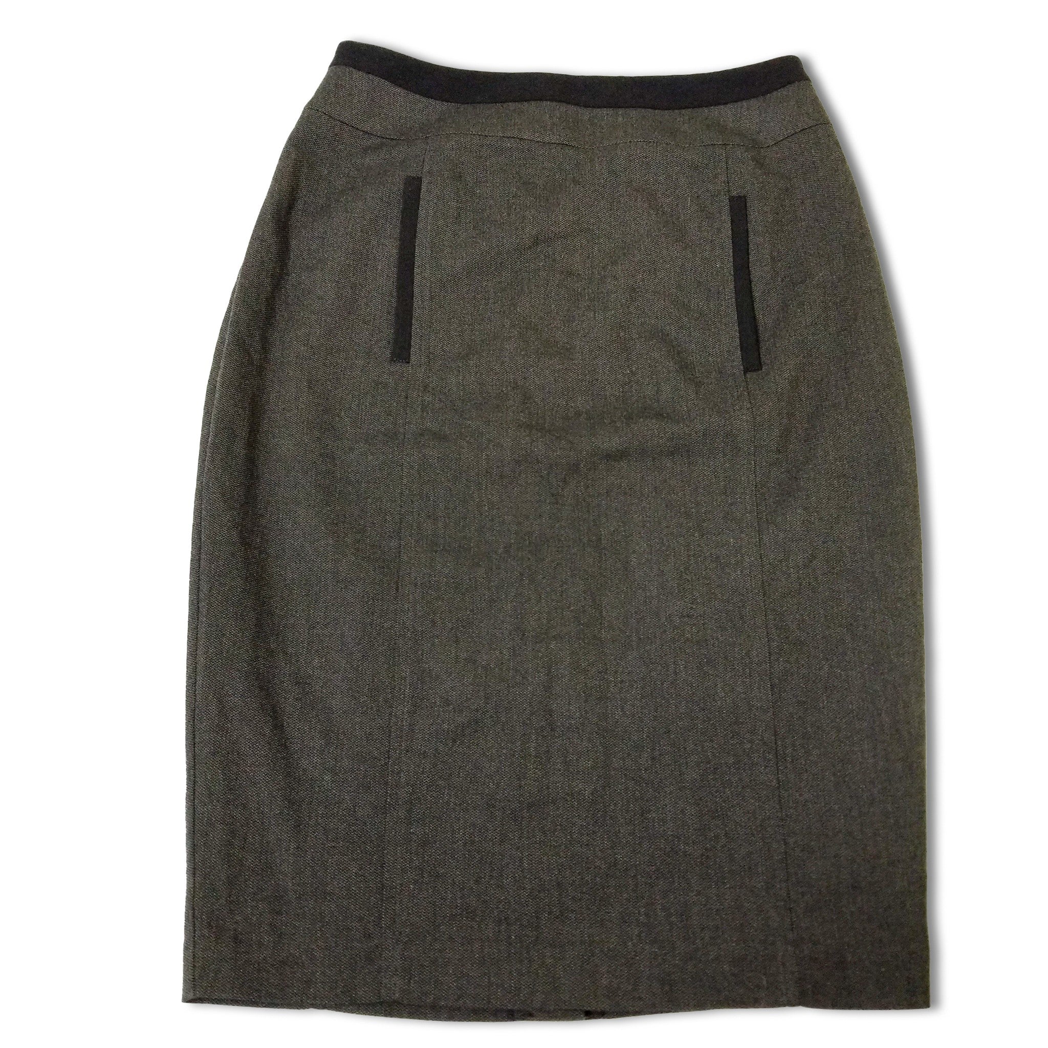 Portmans Women's Wool Pencil Skirt 8 S Dark Brown Mid Waist Workwear Officewear