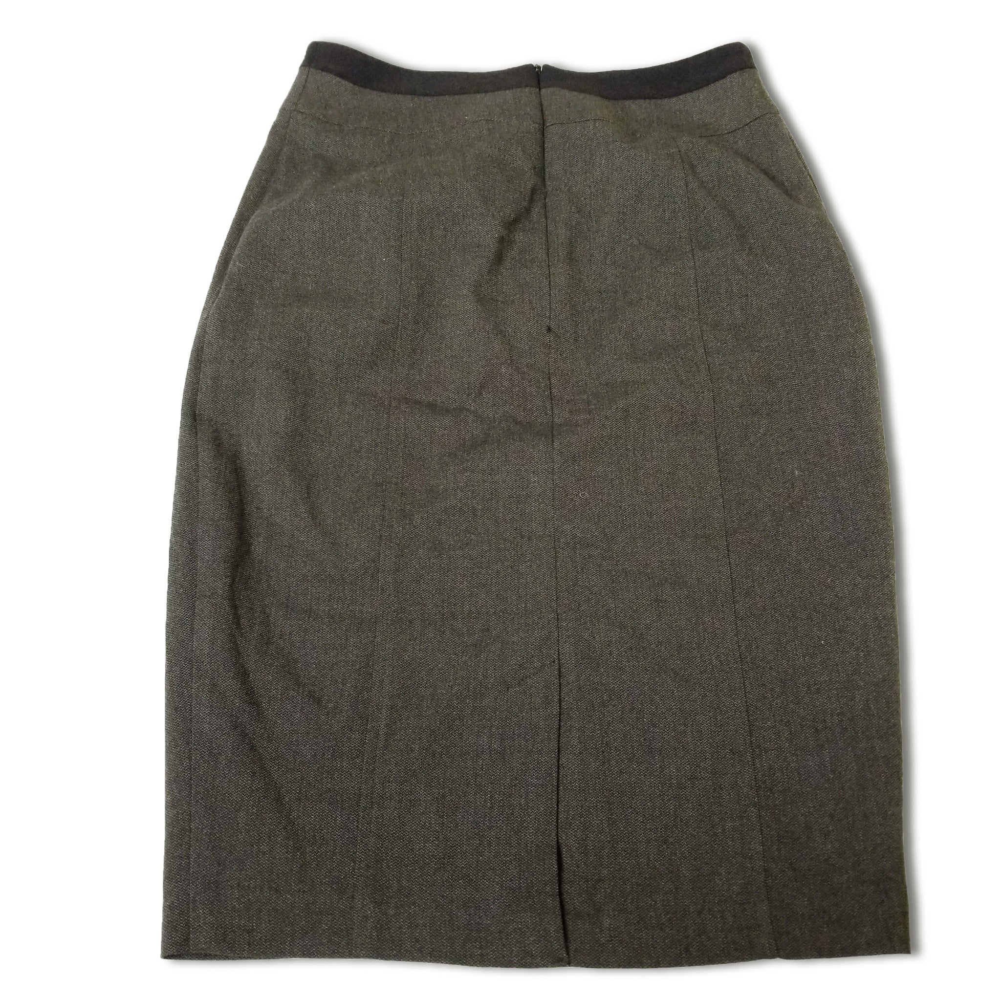 Portmans Women's Wool Pencil Skirt 8 S Dark Brown Mid Waist Workwear Officewear