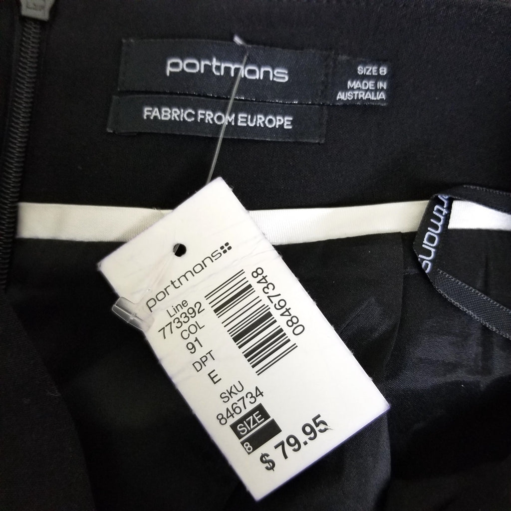 Portmans Women's Wool Pencil Skirt 8 S Dark Brown Mid Waist Workwear Officewear