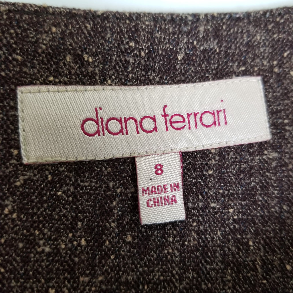 Diana Ferrari Women's Tweed Pencil Skirt 8 S Brown Workwear Officewear Business