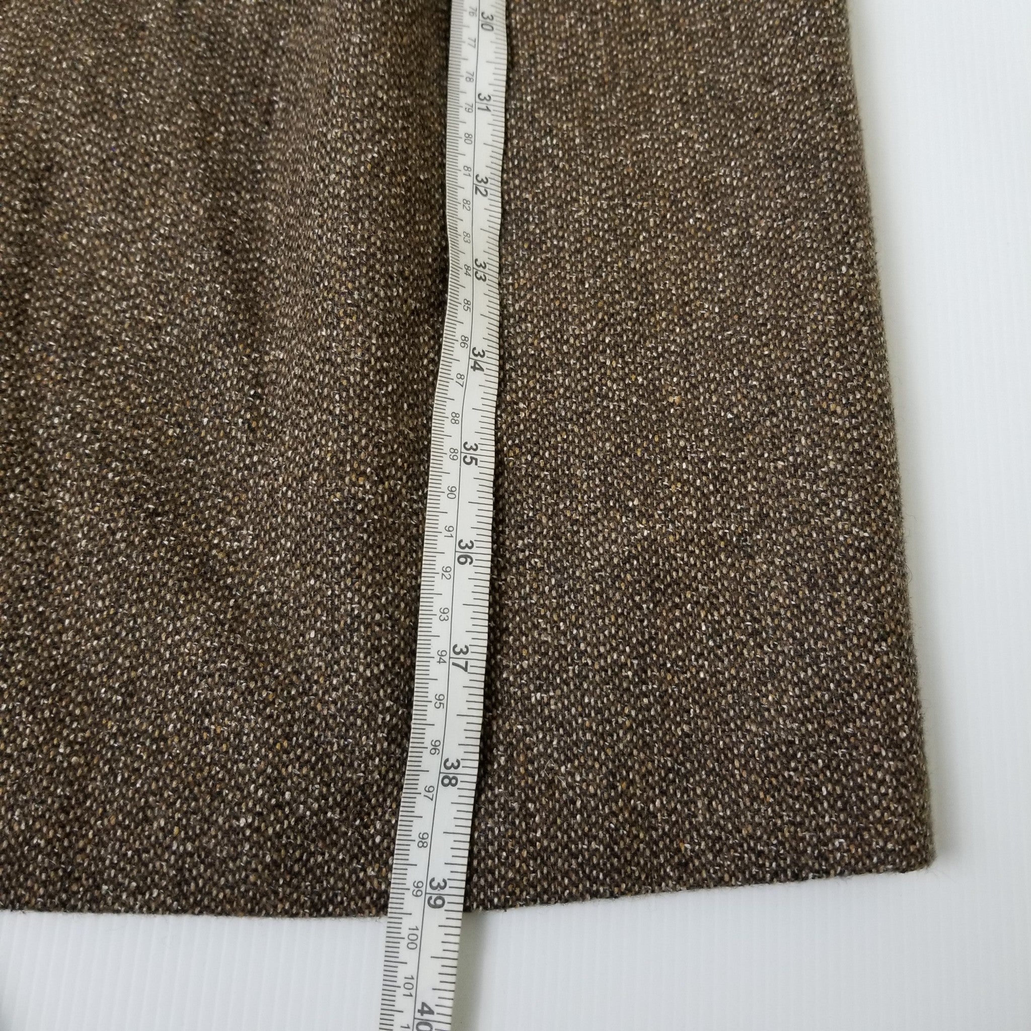 Basque Women's Brown Wool Dress 14 Sleeveless Sheath Tweed Workwear Officewear