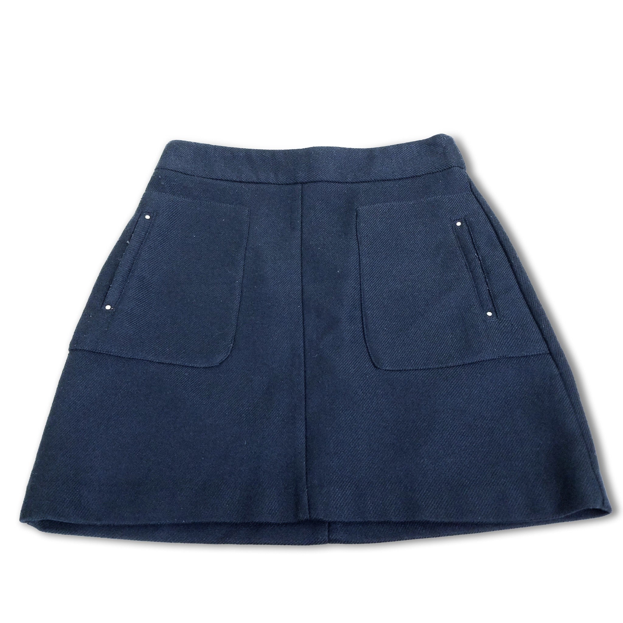 Tokito Women's Blue A-Line Mini Skirt XS 6 Mid Rise Pockets Textured Knit Fitted