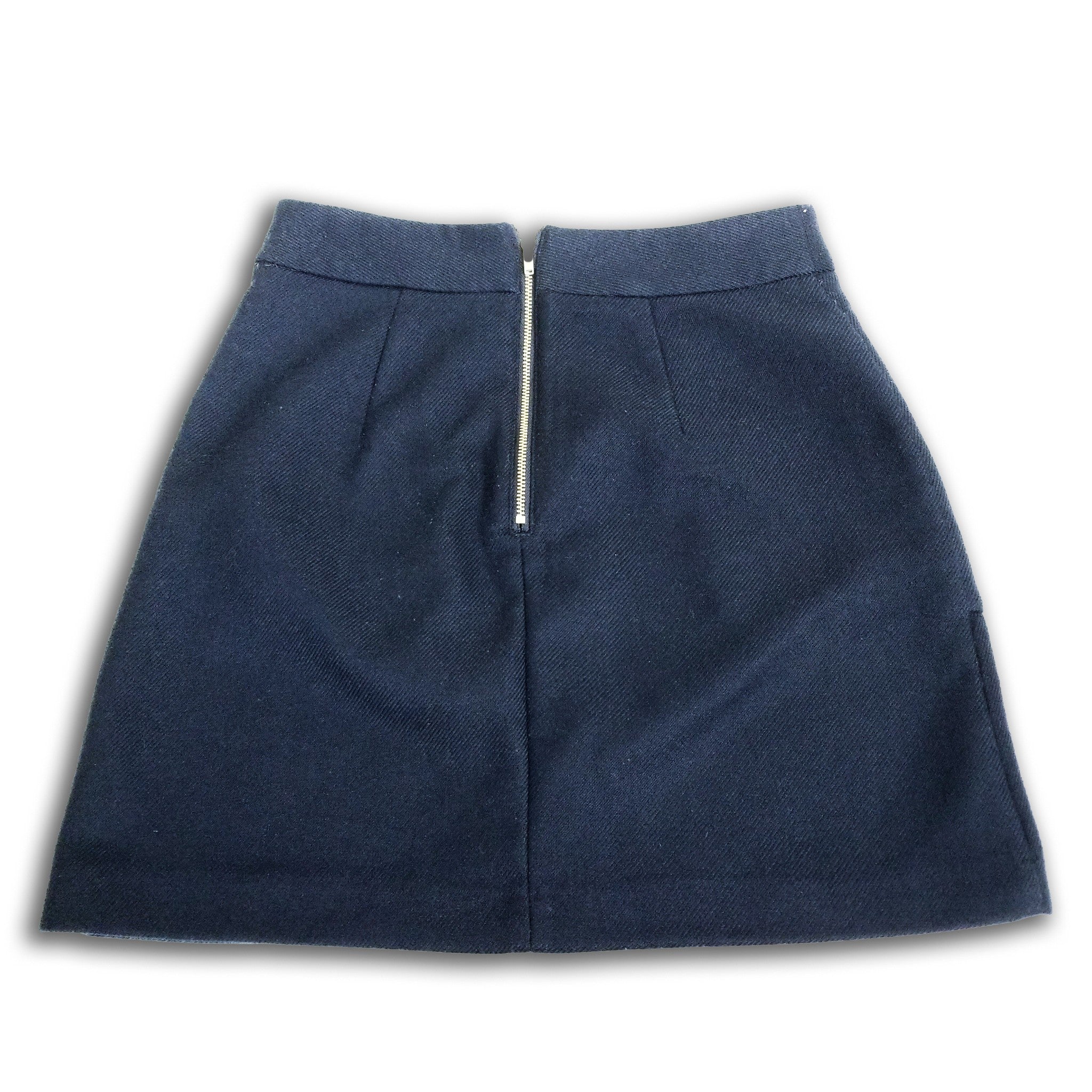 Tokito Women's Blue A-Line Mini Skirt XS 6 Mid Rise Pockets Textured Knit Fitted