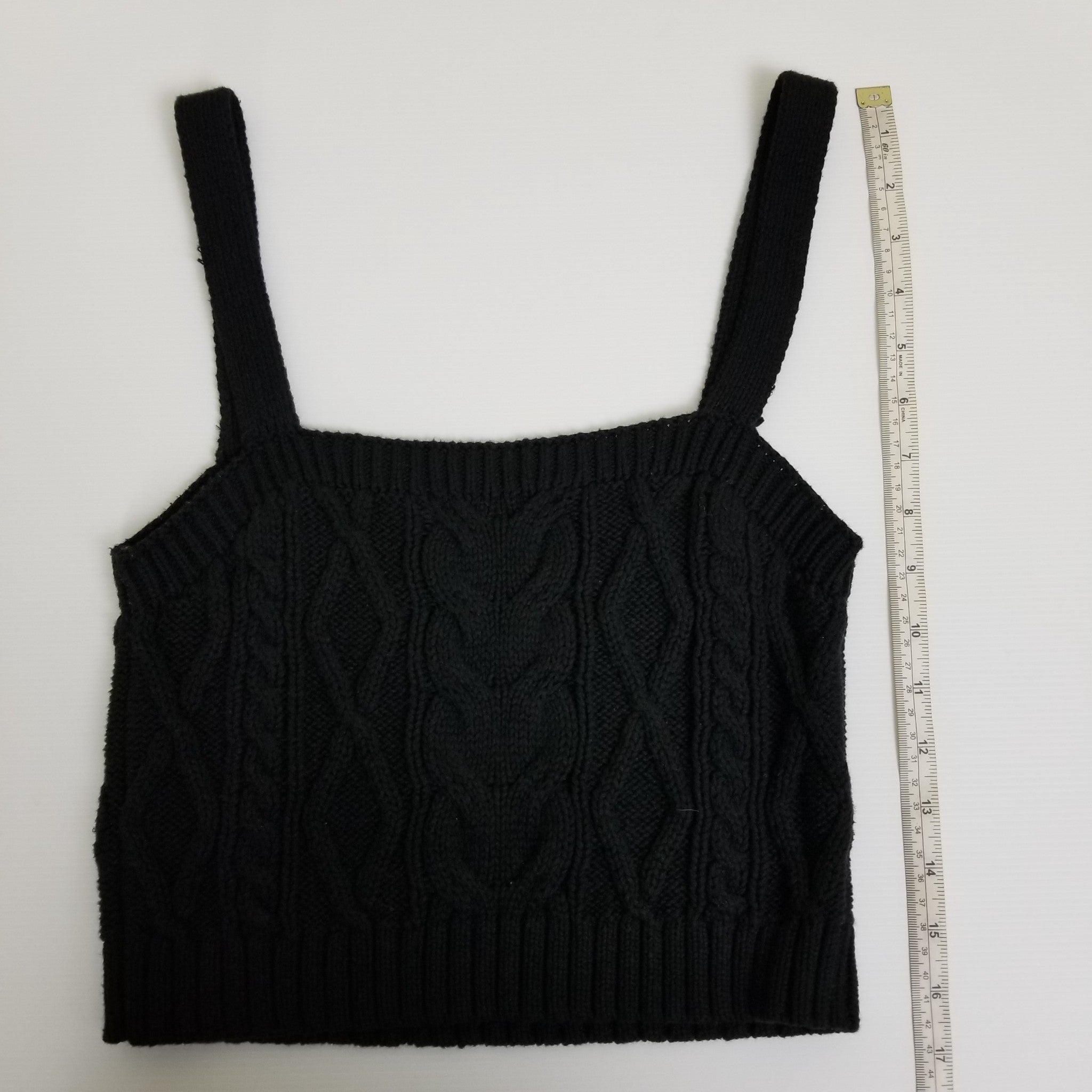 Sportsgirl Women's Black Knit Cropped Cami Tank Top XS Sexy Sleeveless Cotton