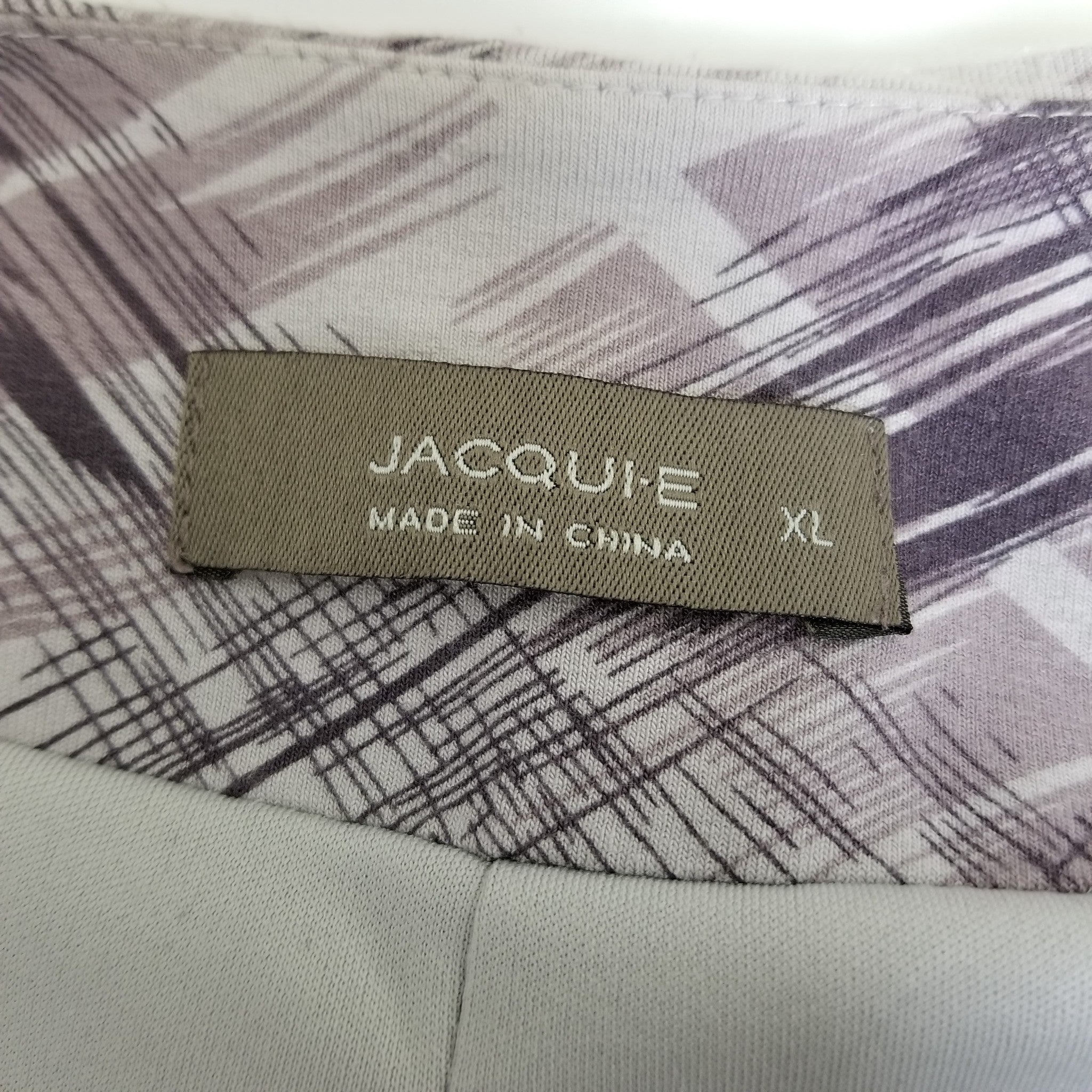 Jacqui E Women's Cardigan XL Grey Faded Purple 3/4 Sleeves Open Front Jacket