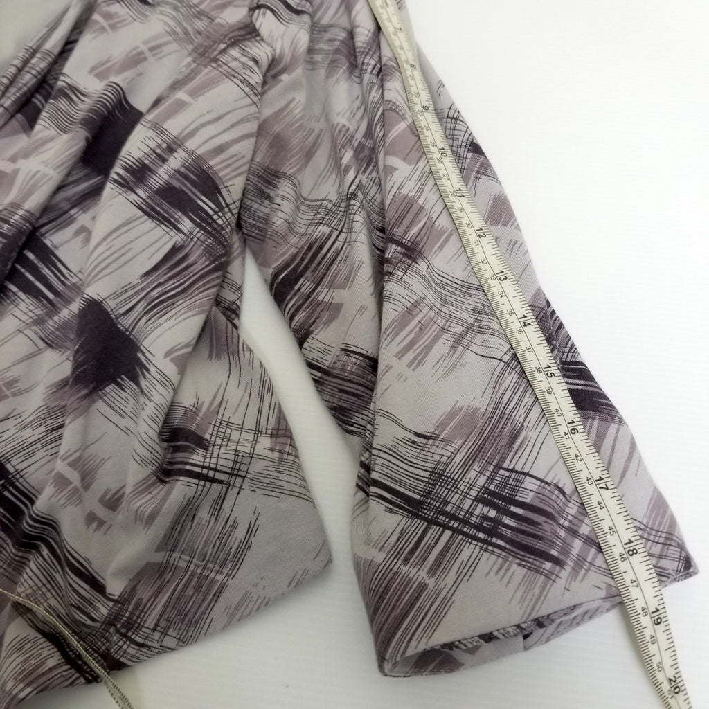 Jacqui E Women's Cardigan XL Grey Faded Purple 3/4 Sleeves Open Front Jacket