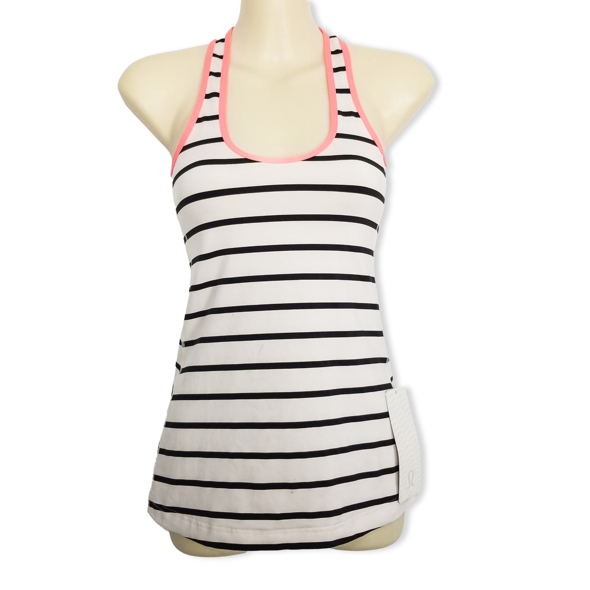 Lululemon Athletica Black White Striped Women's Racerback Tank Top Activewear 2