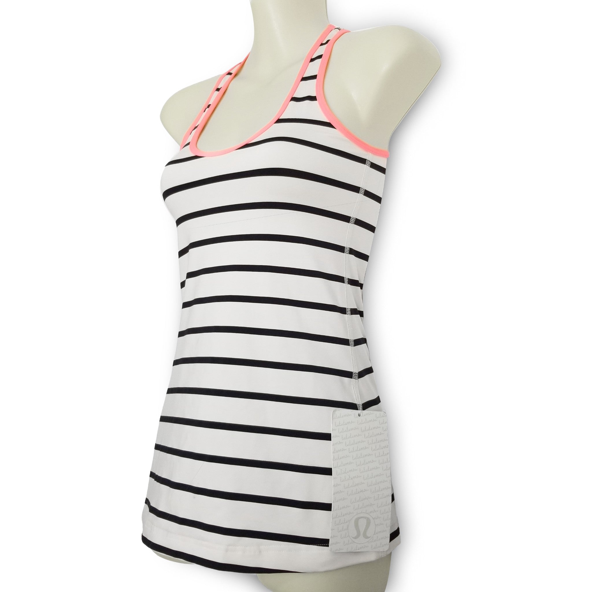 Lululemon Athletica Black White Striped Women's Racerback Tank Top Activewear 2