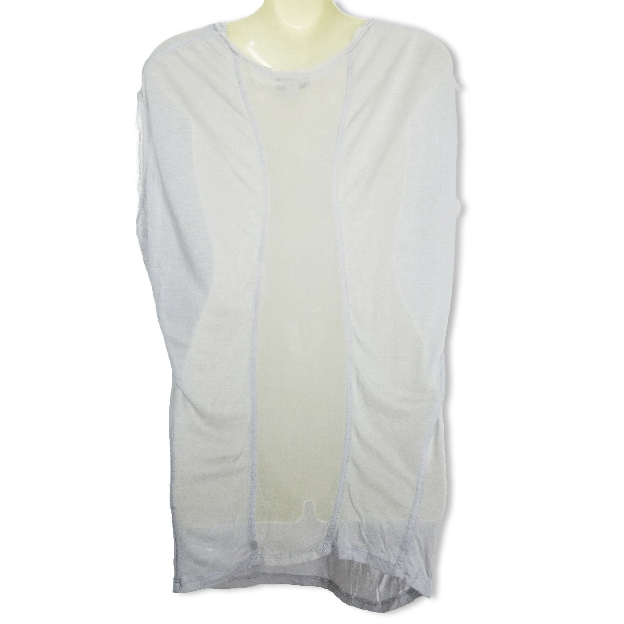 Witchery Women's Light Grey Silk Blouse Top Batwing Cap Sleeves Relaxed Fit XS 6