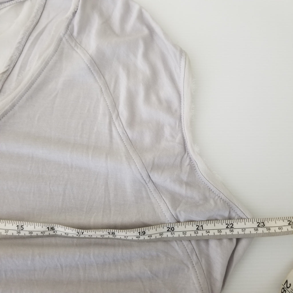 Witchery Women's Light Grey Silk Blouse Top Batwing Cap Sleeves Relaxed Fit XS 6