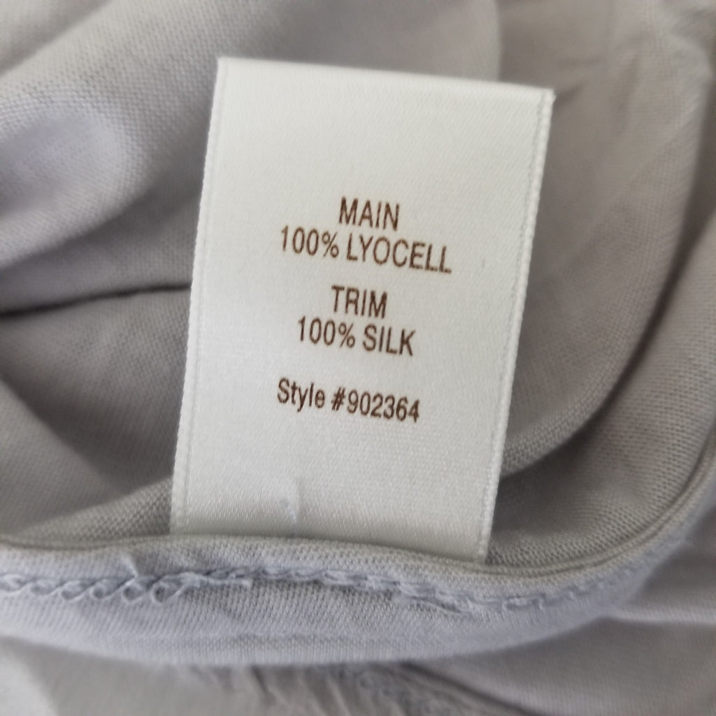 Witchery Women's Light Grey Silk Blouse Top Batwing Cap Sleeves Relaxed Fit XS 6
