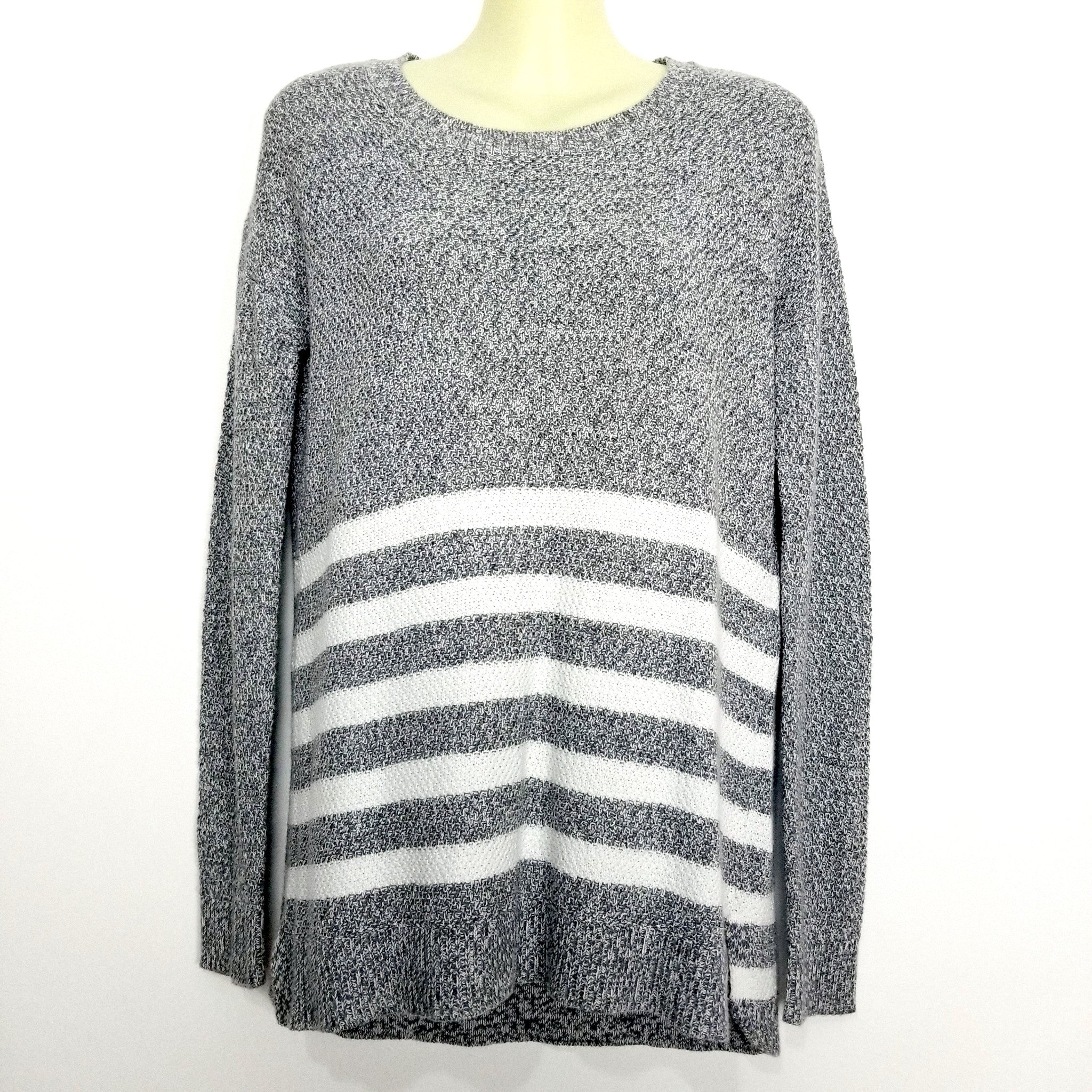 Archy & Co Women's Grey White Striped Knit Jumper Sweater Long Cotton On XS / PP