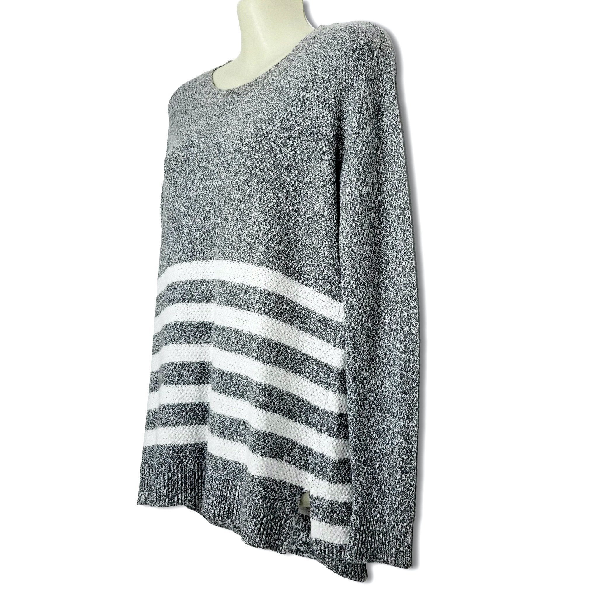 Archy & Co Women's Grey White Striped Knit Jumper Sweater Long Cotton On XS / PP