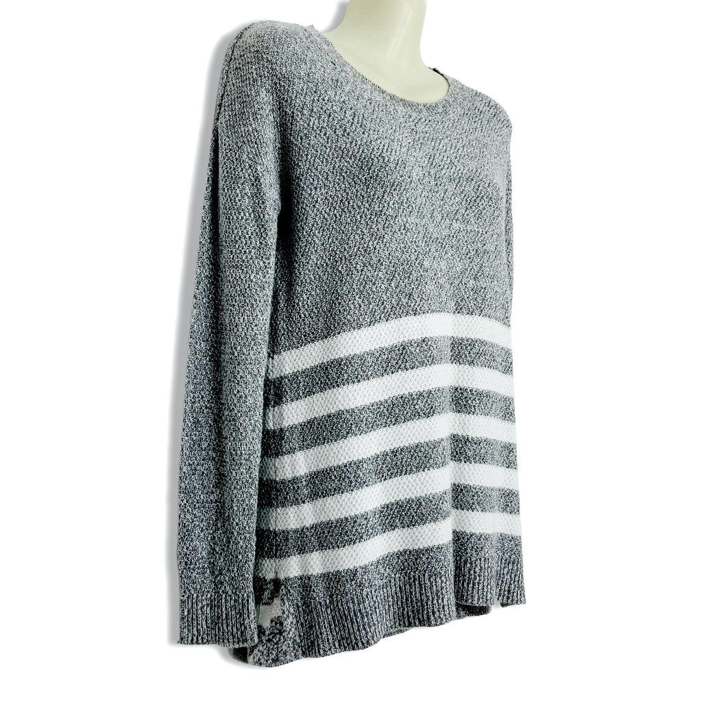 Archy & Co Women's Grey White Striped Knit Jumper Sweater Long Cotton On XS / PP