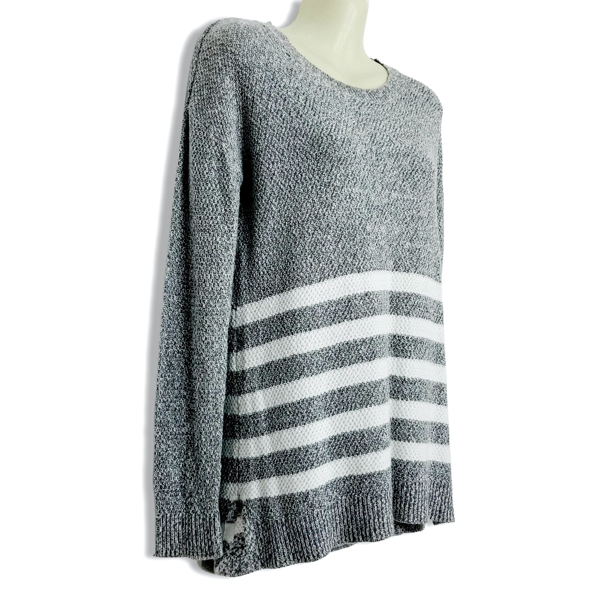 Archy & Co Women's Grey White Striped Knit Jumper Sweater Long Cotton On XS / PP