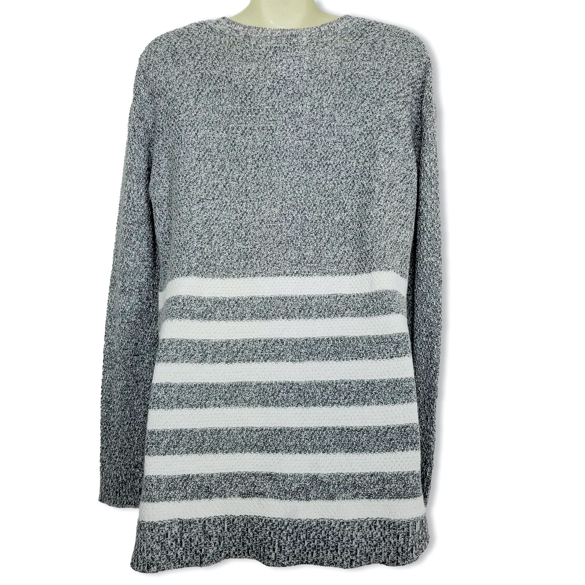 Archy & Co Women's Grey White Striped Knit Jumper Sweater Long Cotton On XS / PP