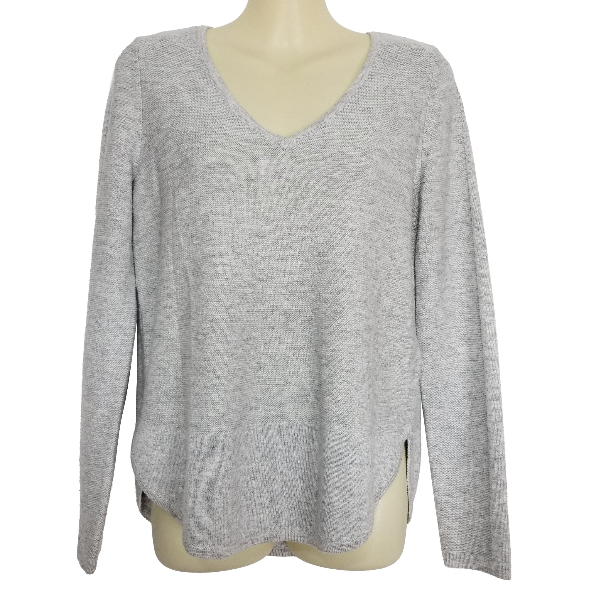 Portmans Womens Grey Merino Wool Knit Long Sleeve Top Jumper Sweater Pullover XS