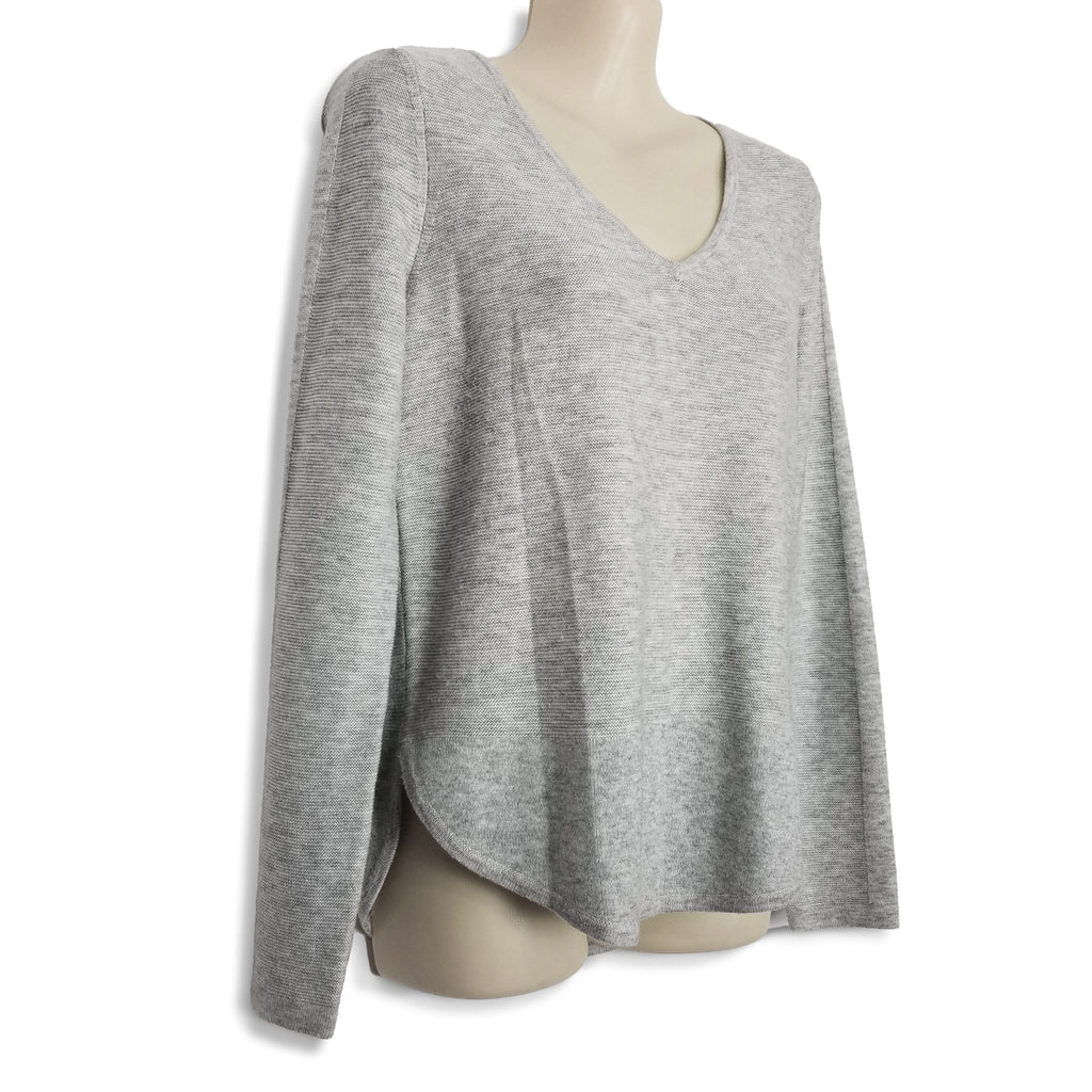 Portmans Womens Grey Merino Wool Knit Long Sleeve Top Jumper Sweater Pullover XS
