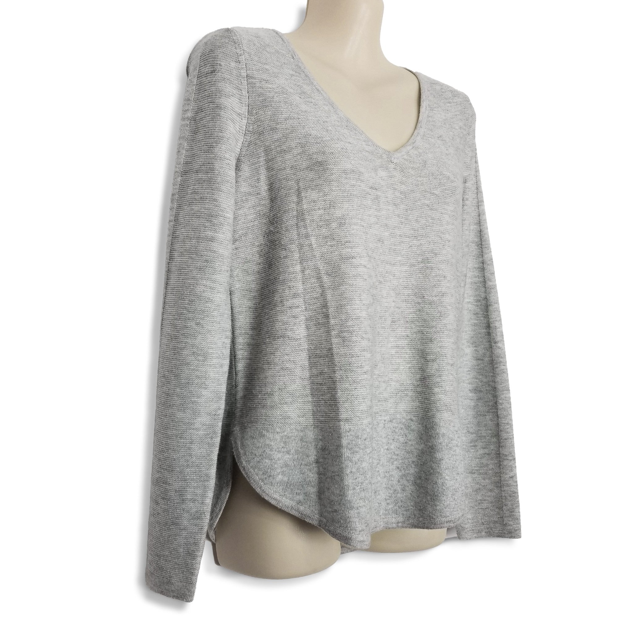 Portmans Womens Grey Merino Wool Knit Long Sleeve Top Jumper Sweater Pullover XS