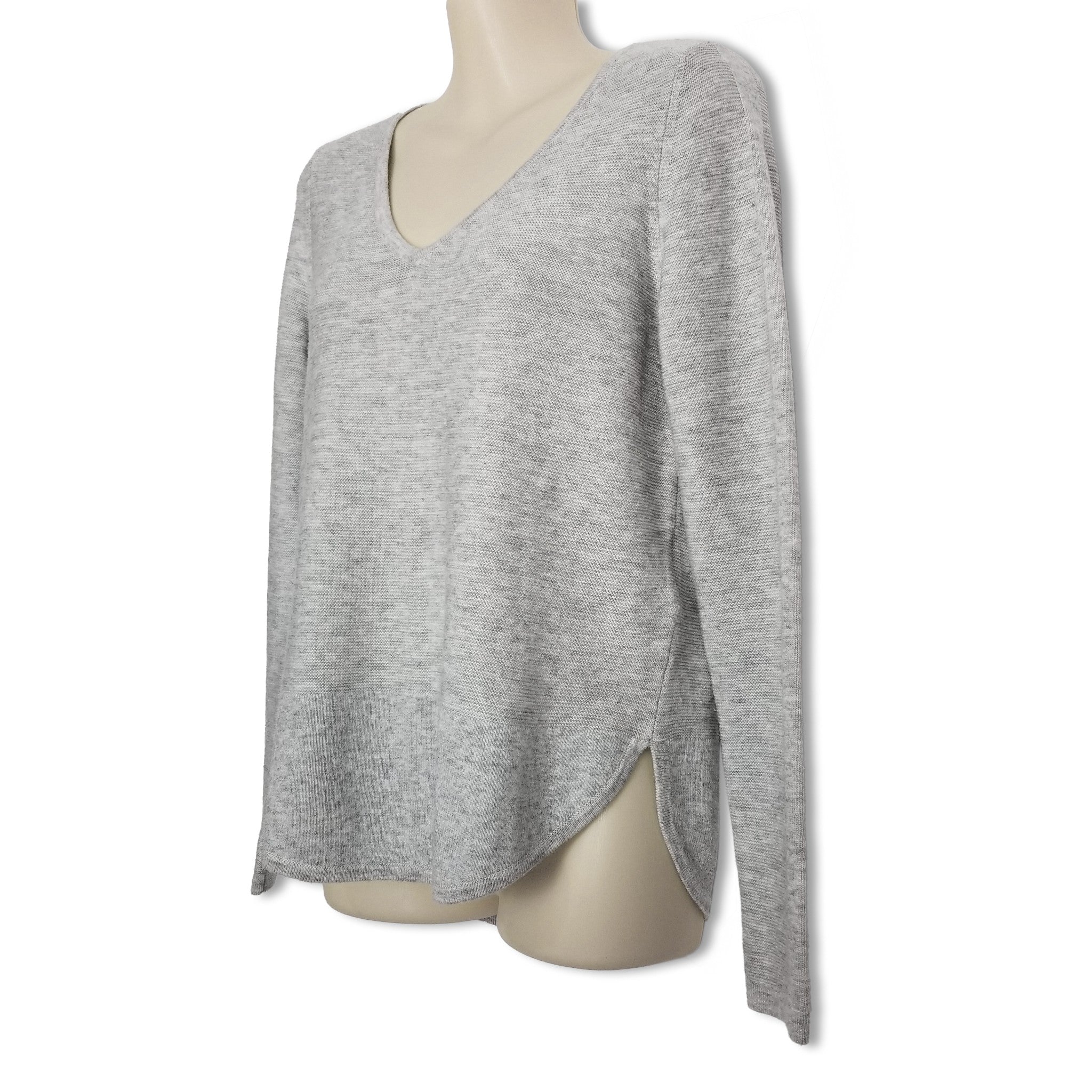 Portmans Womens Grey Merino Wool Knit Long Sleeve Top Jumper Sweater Pullover XS
