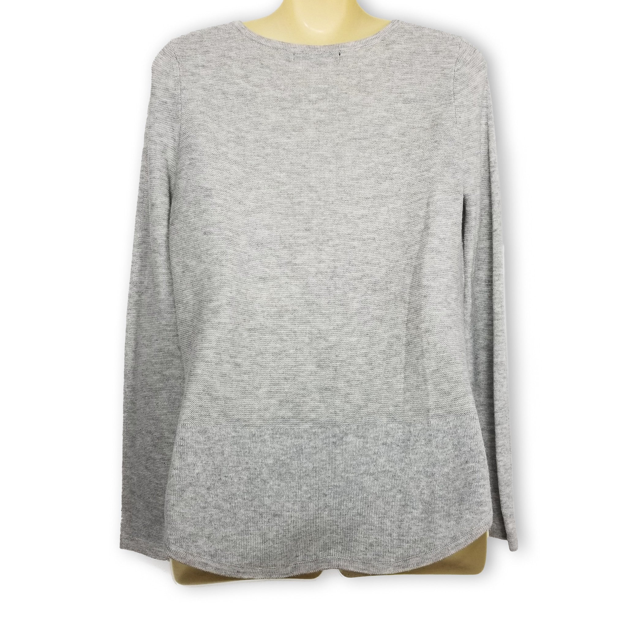 Portmans Womens Grey Merino Wool Knit Long Sleeve Top Jumper Sweater Pullover XS