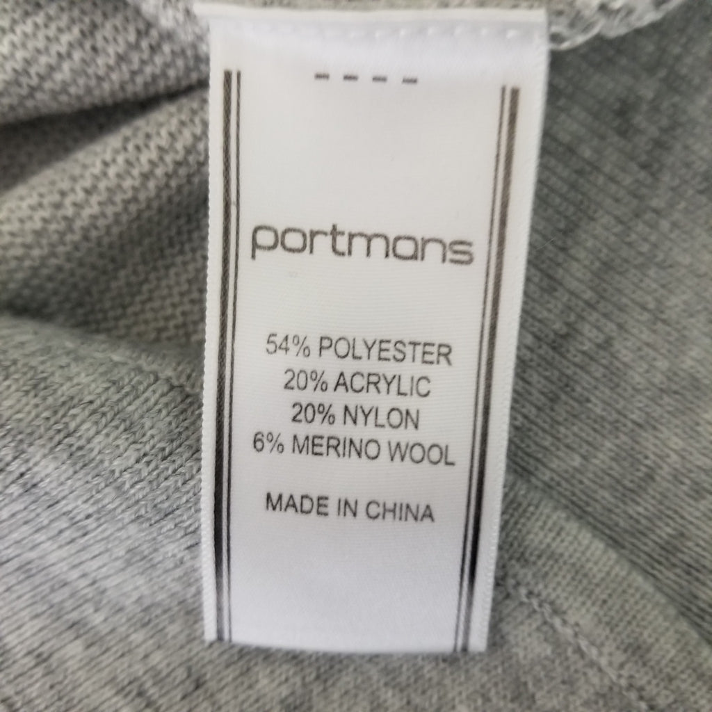 Portmans Womens Grey Merino Wool Knit Long Sleeve Top Jumper Sweater Pullover XS