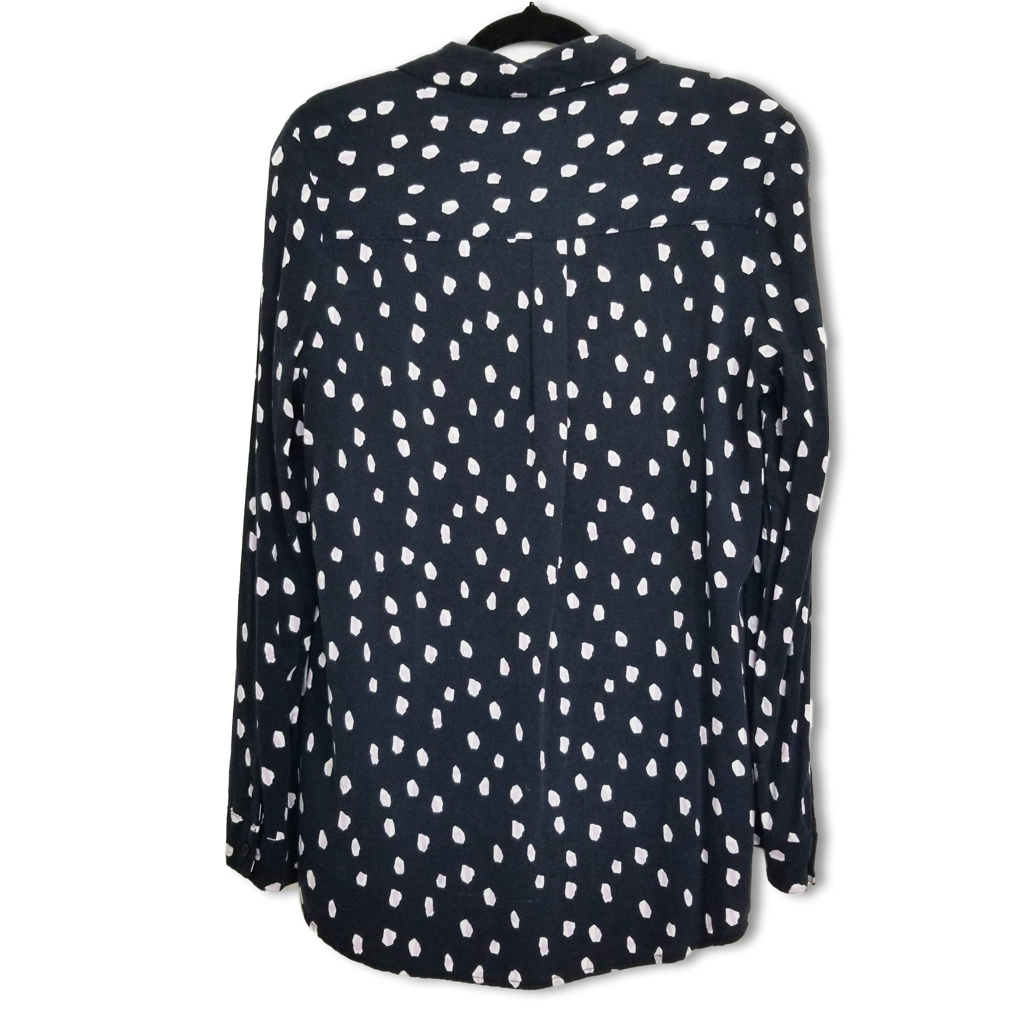 Cotton On Black White Purple Long Sleeve Women's Button Up Blouse Top Sz 8 Small