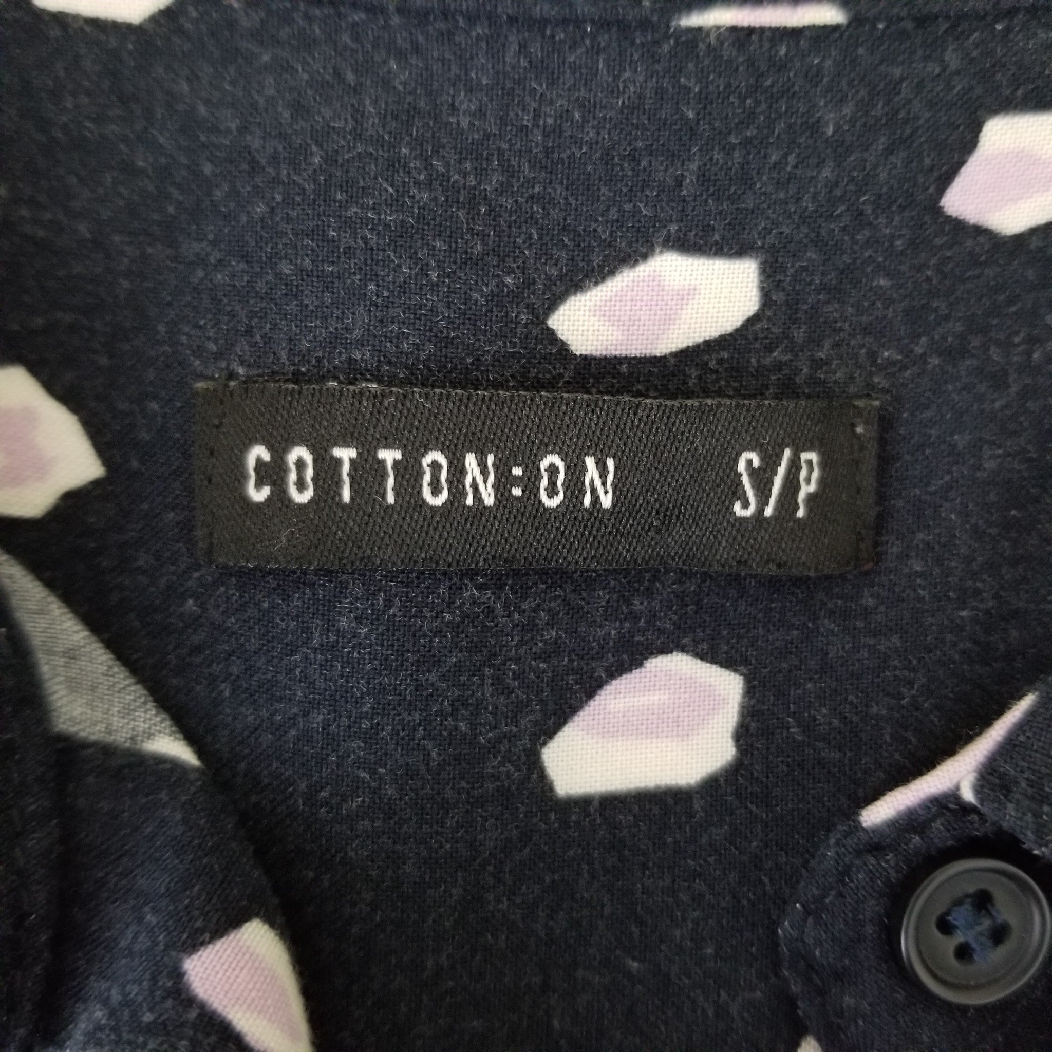 Cotton On Black White Purple Long Sleeve Women's Button Up Blouse Top Sz 8 Small