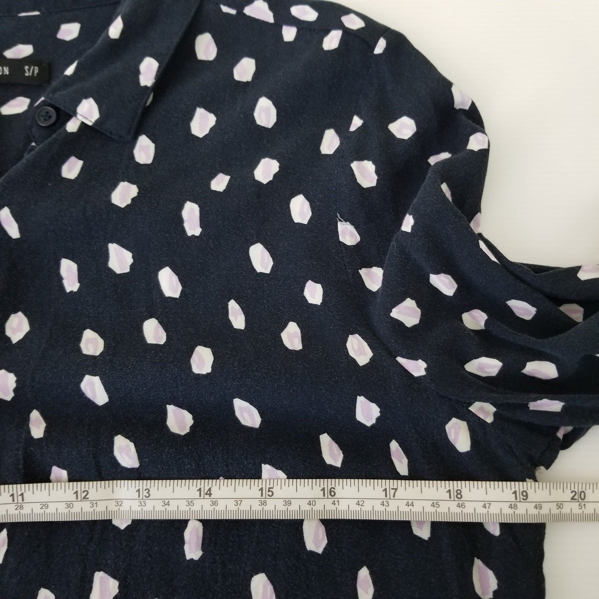 Cotton On Black White Purple Long Sleeve Women's Button Up Blouse Top Sz 8 Small