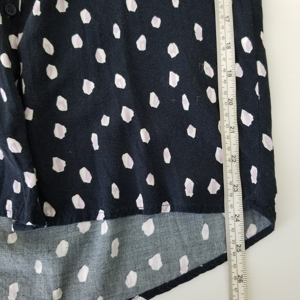 Cotton On Black White Purple Long Sleeve Women's Button Up Blouse Top Sz 8 Small