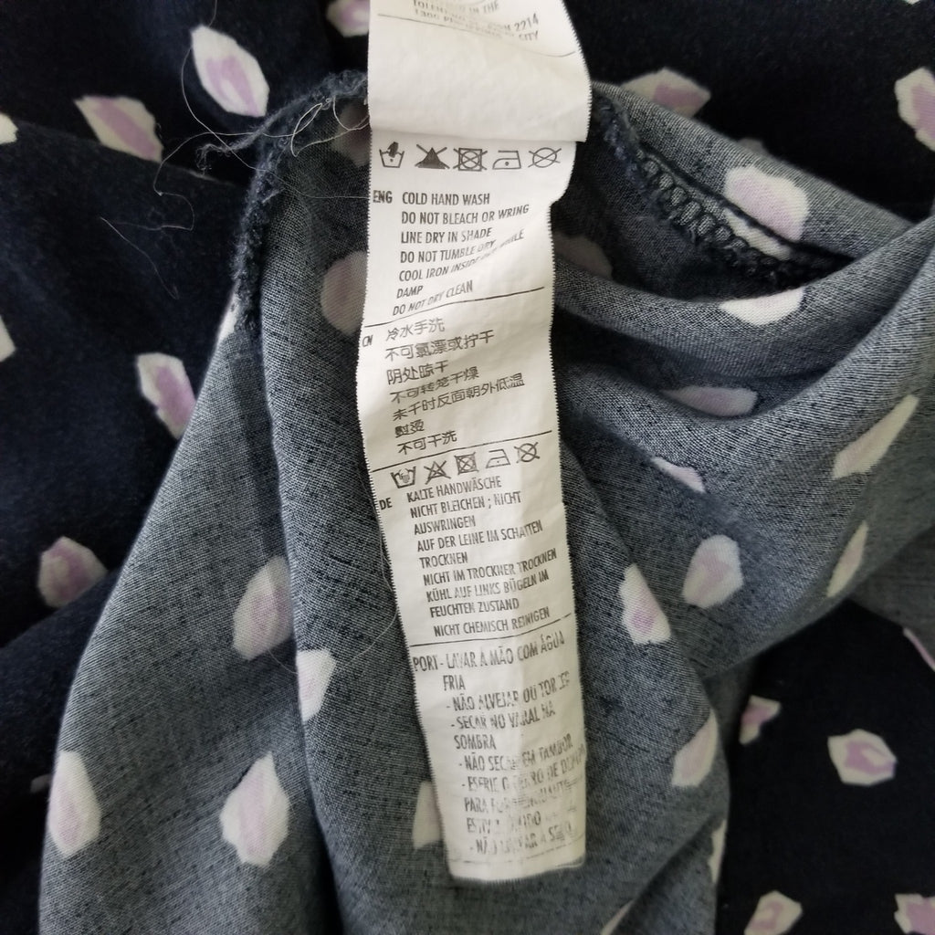 Cotton On Black White Purple Long Sleeve Women's Button Up Blouse Top Sz 8 Small