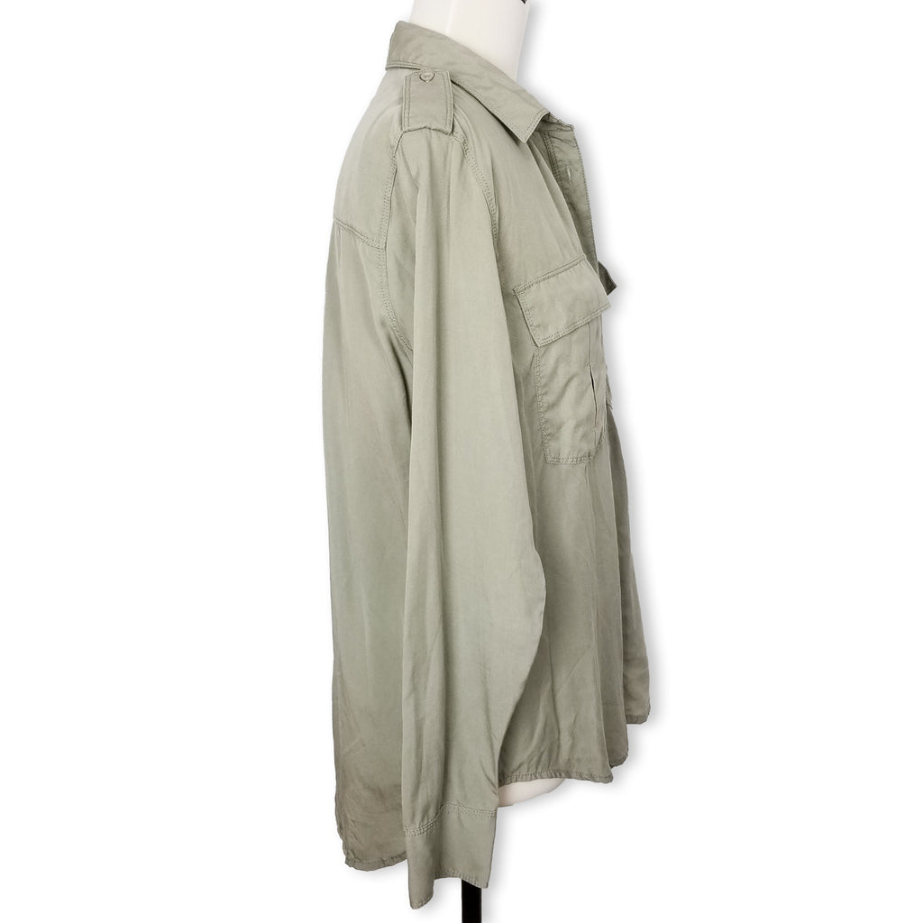 Seed Heritage Women's Casual Sage Green Long Sleeve Button Up Top Blouse Size 10