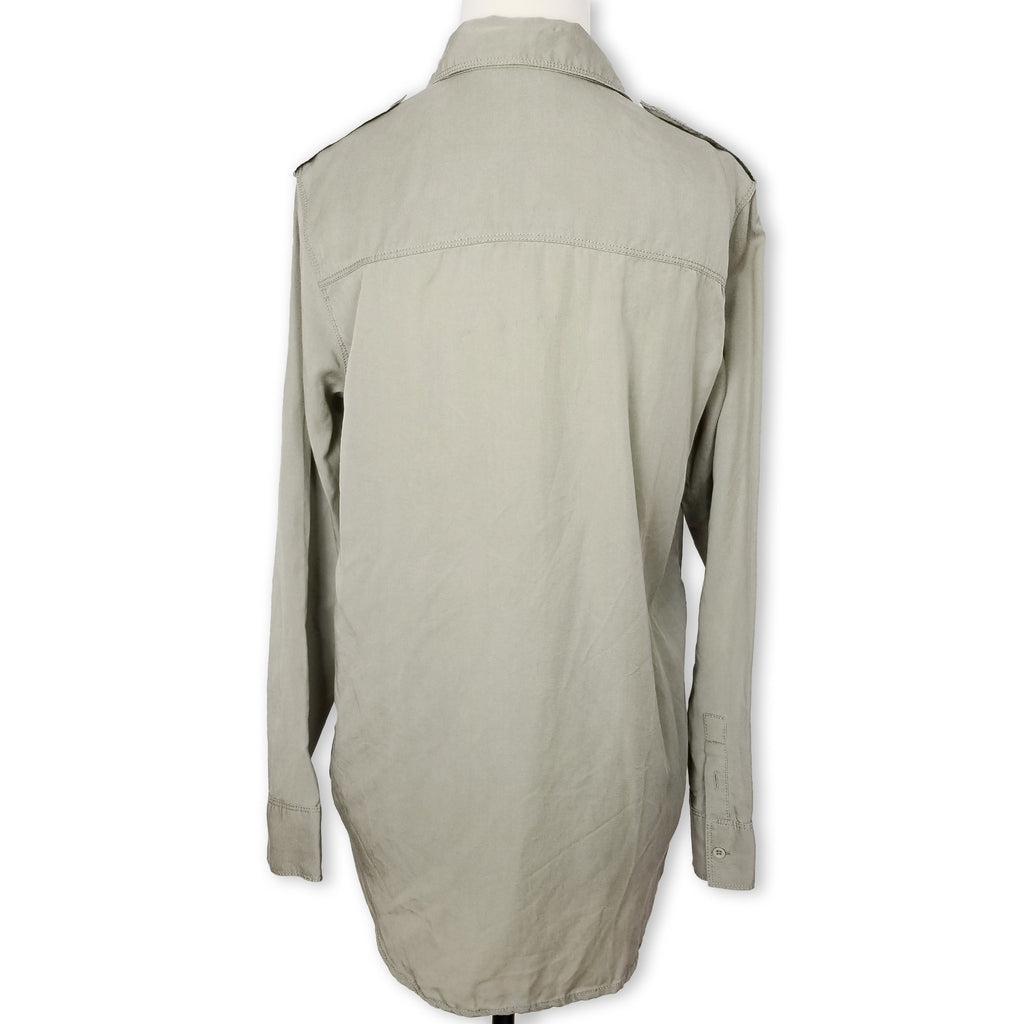 Seed Heritage Women's Casual Sage Green Long Sleeve Button Up Top Blouse Size 10