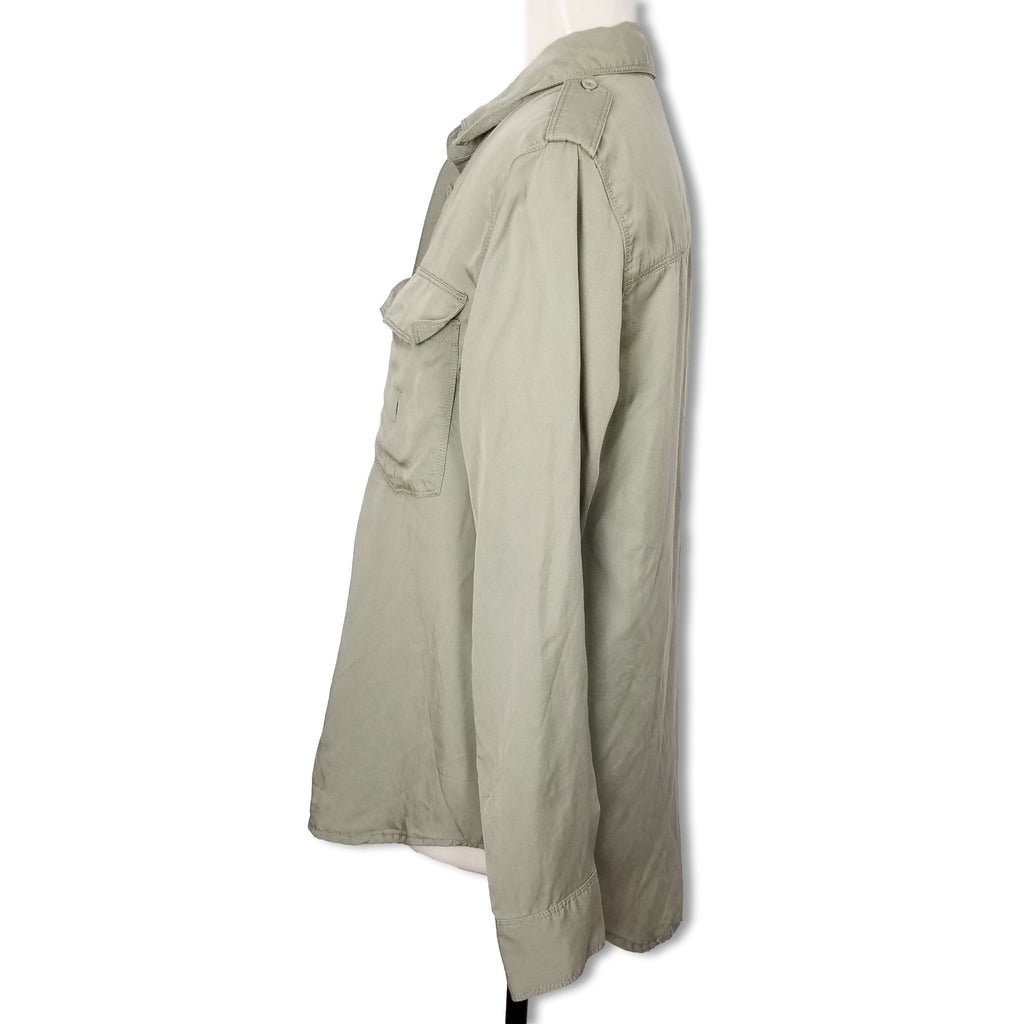 Seed Heritage Women's Casual Sage Green Long Sleeve Button Up Top Blouse Size 10