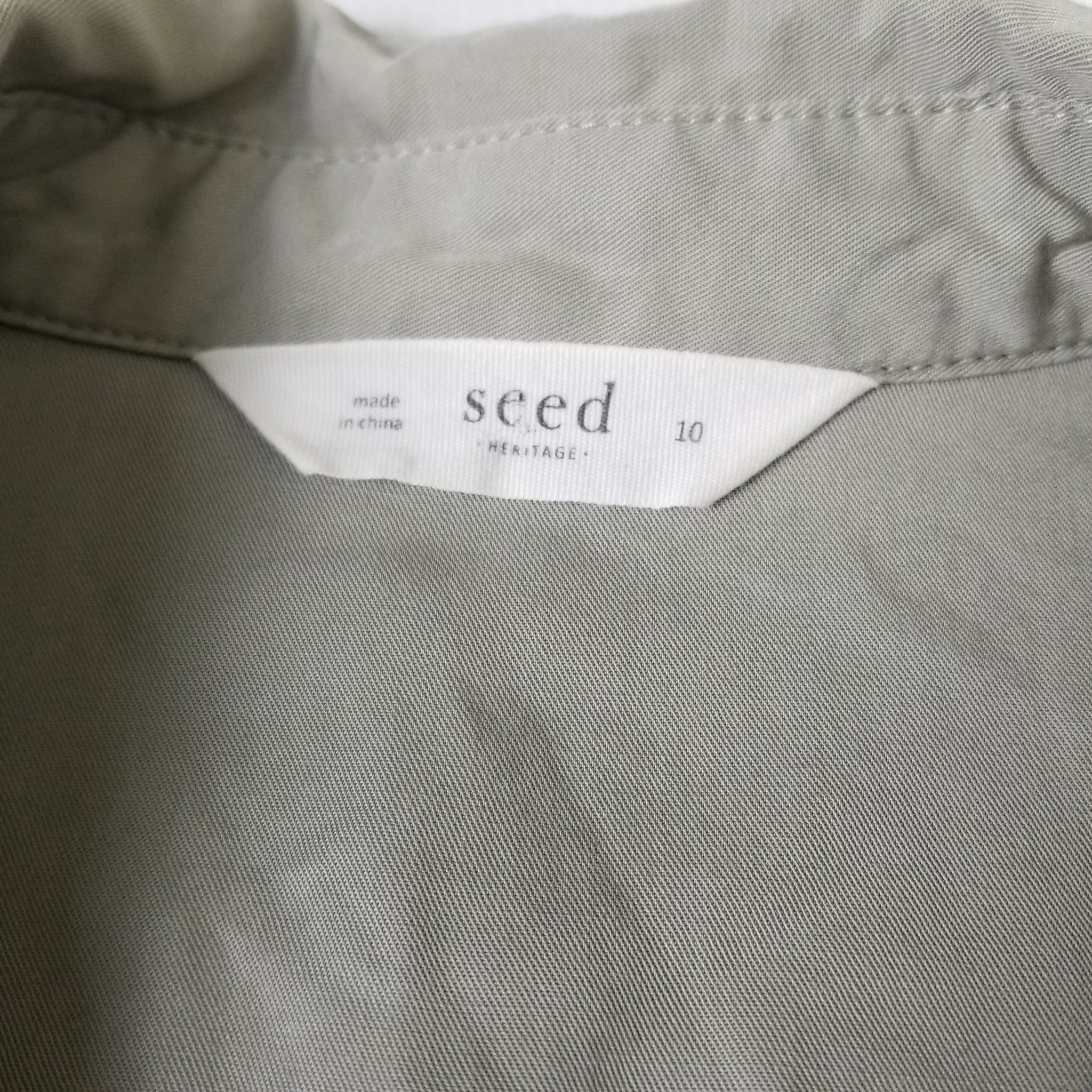 Seed Heritage Women's Casual Sage Green Long Sleeve Button Up Top Blouse Size 10