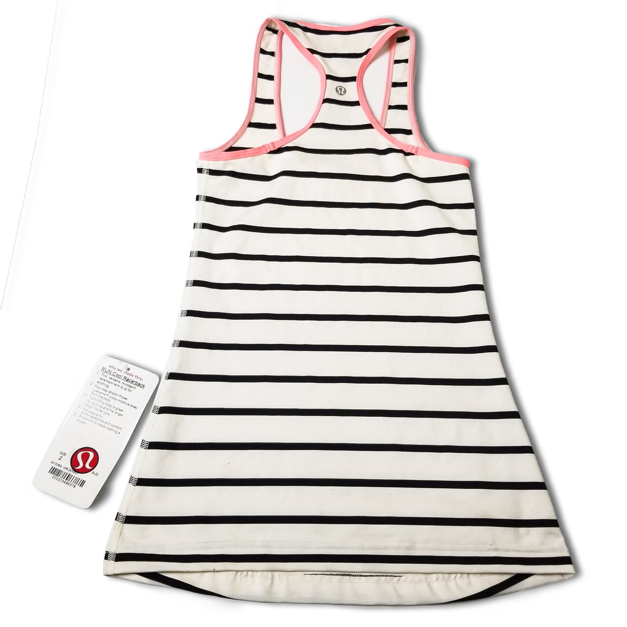 Lululemon Athletica Black White Striped Women's Racerback Tank Top Activewear 2