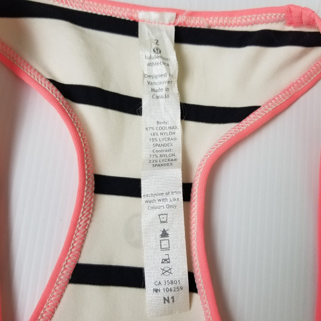 Lululemon Athletica Black White Striped Women's Racerback Tank Top Activewear 2