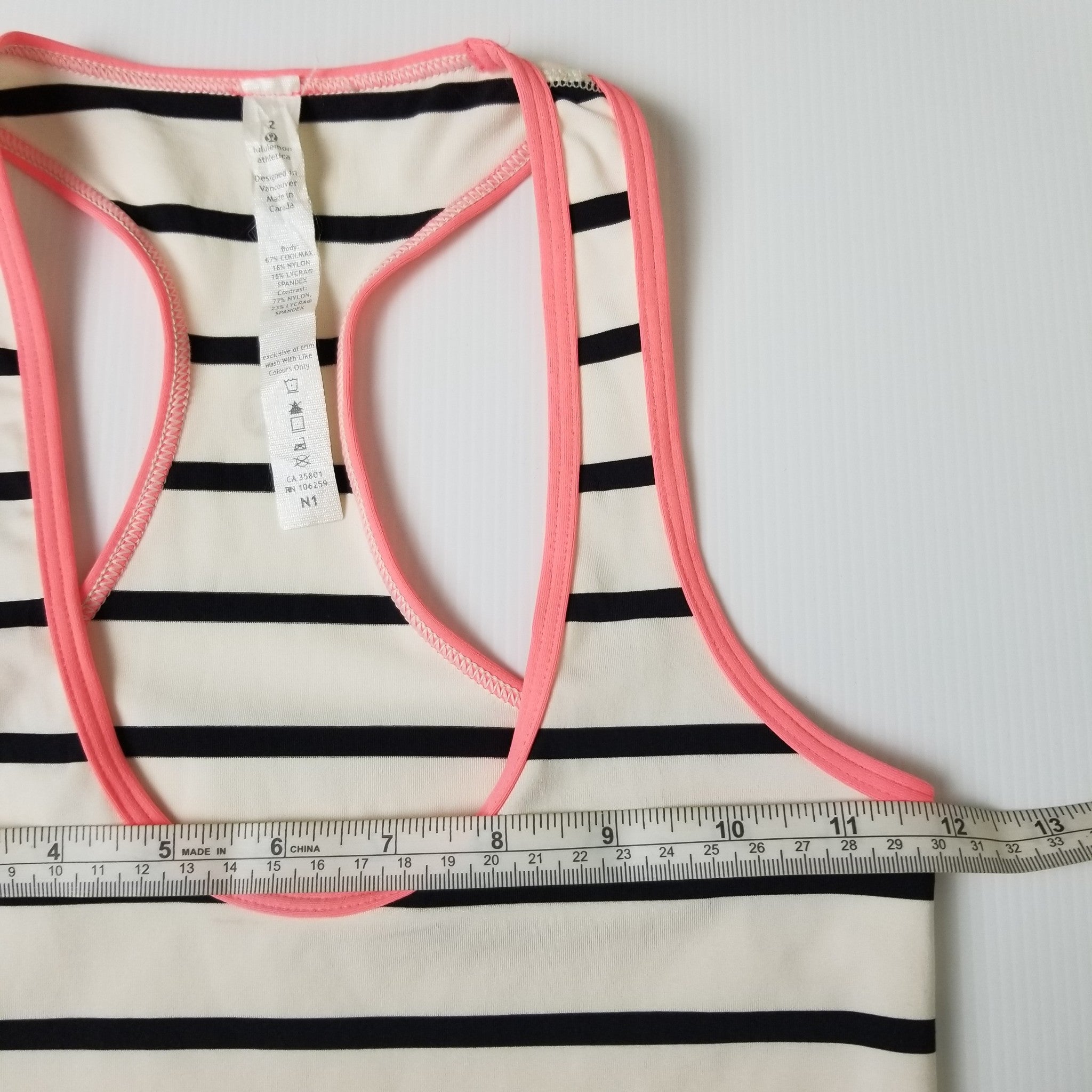 Lululemon Athletica Black White Striped Women's Racerback Tank Top Activewear 2