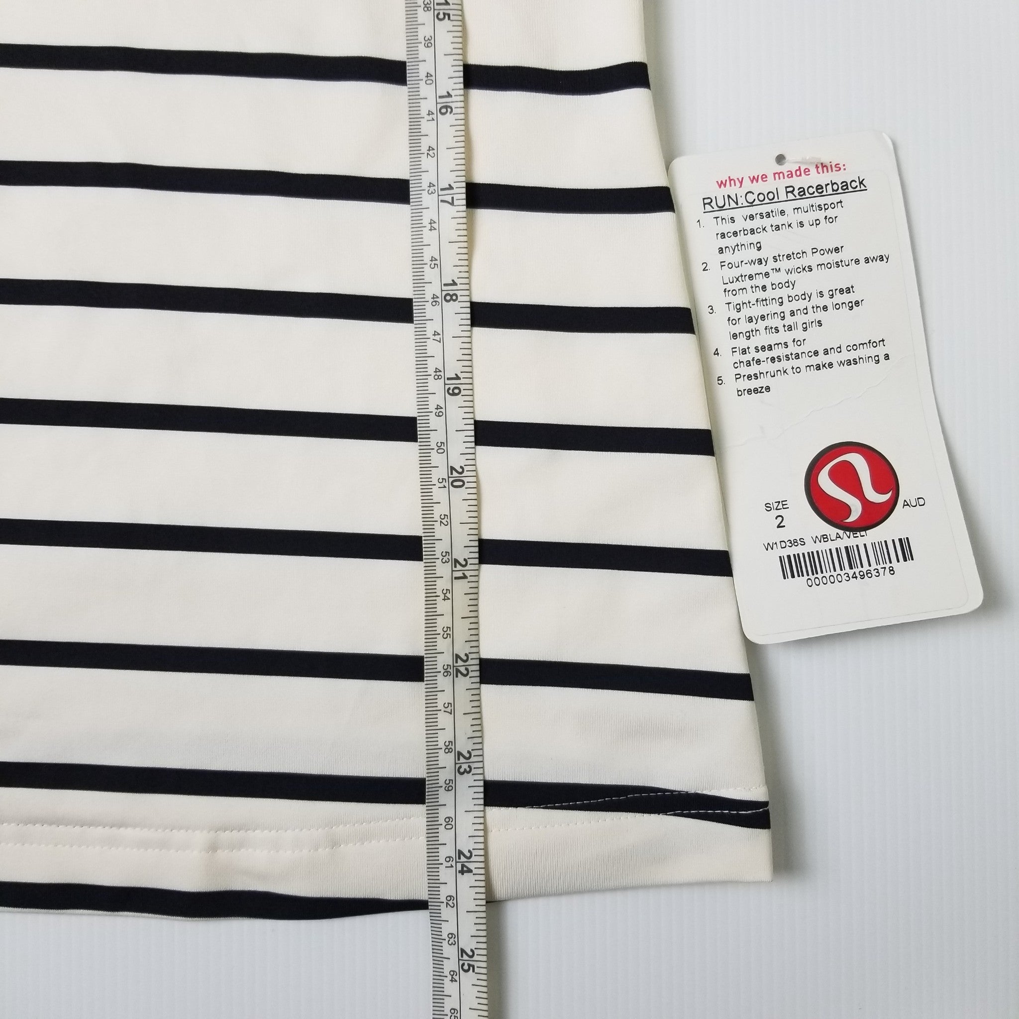 Lululemon Athletica Black White Striped Women's Racerback Tank Top Activewear 2
