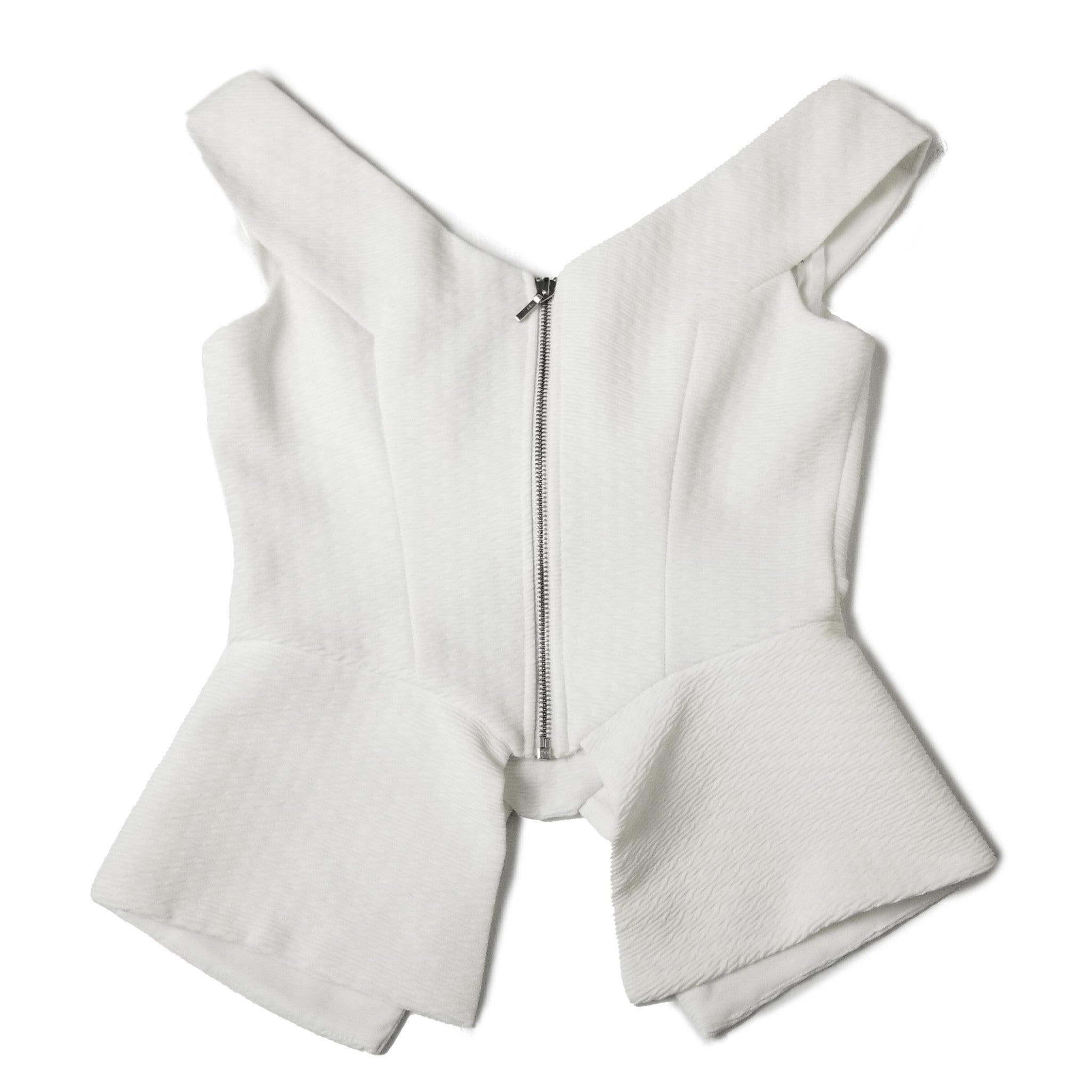 Sheike Deadly Sins Top Ivory White Cropped Women's Cutout Blouse Size 8 / Small