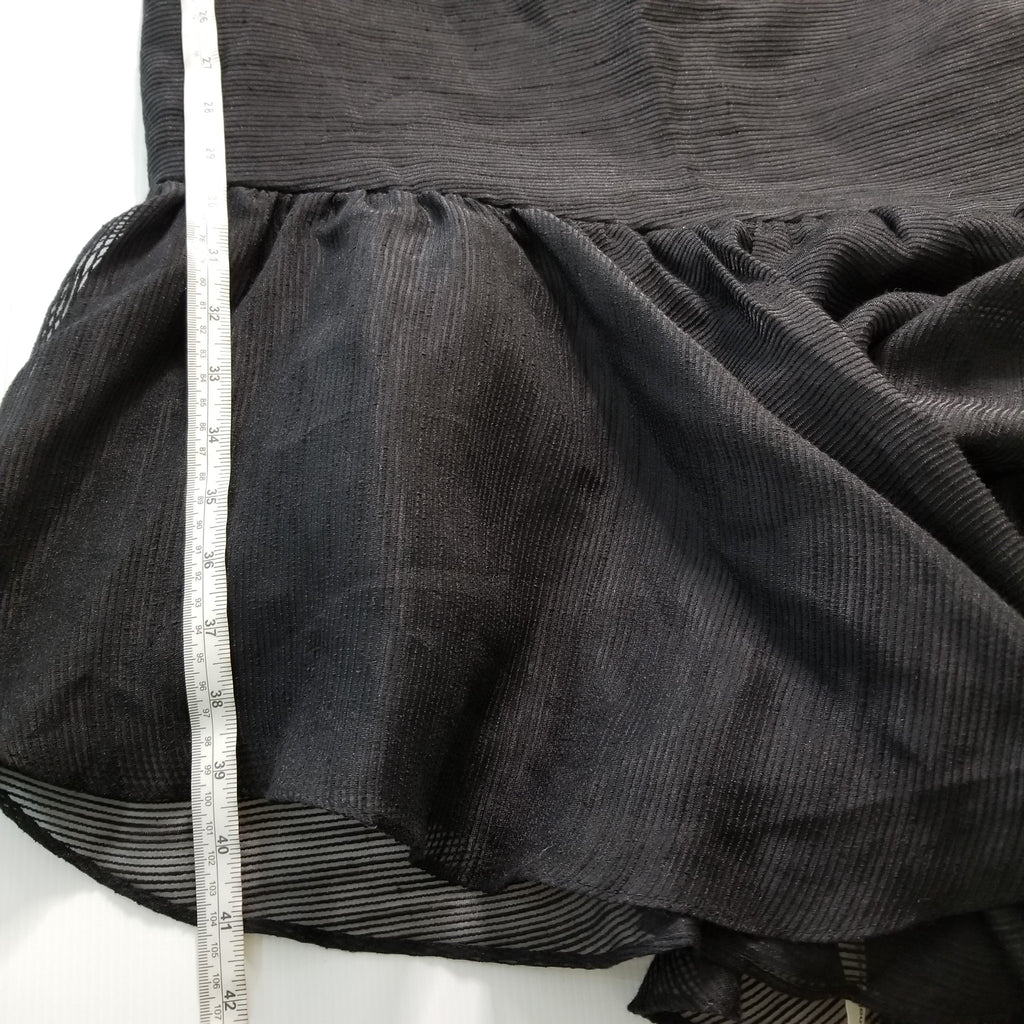 Keepsake Black Sleeveless Asymmetrical Hem Women's Midi Dress Ruffled Neck XS