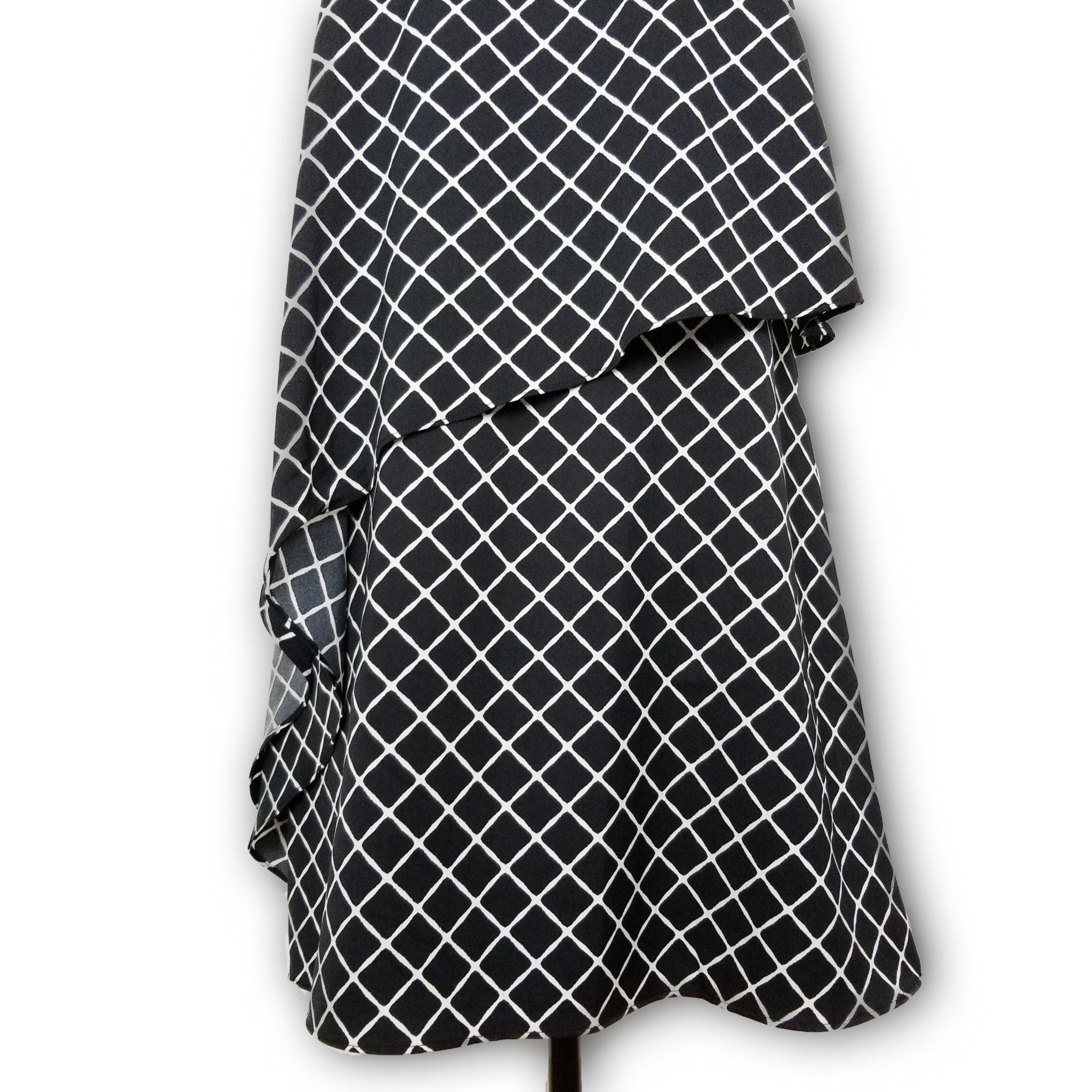 Piper Formal Black White Layered Sleeveless Women's Midi Dress Keyhole Back Sz 8