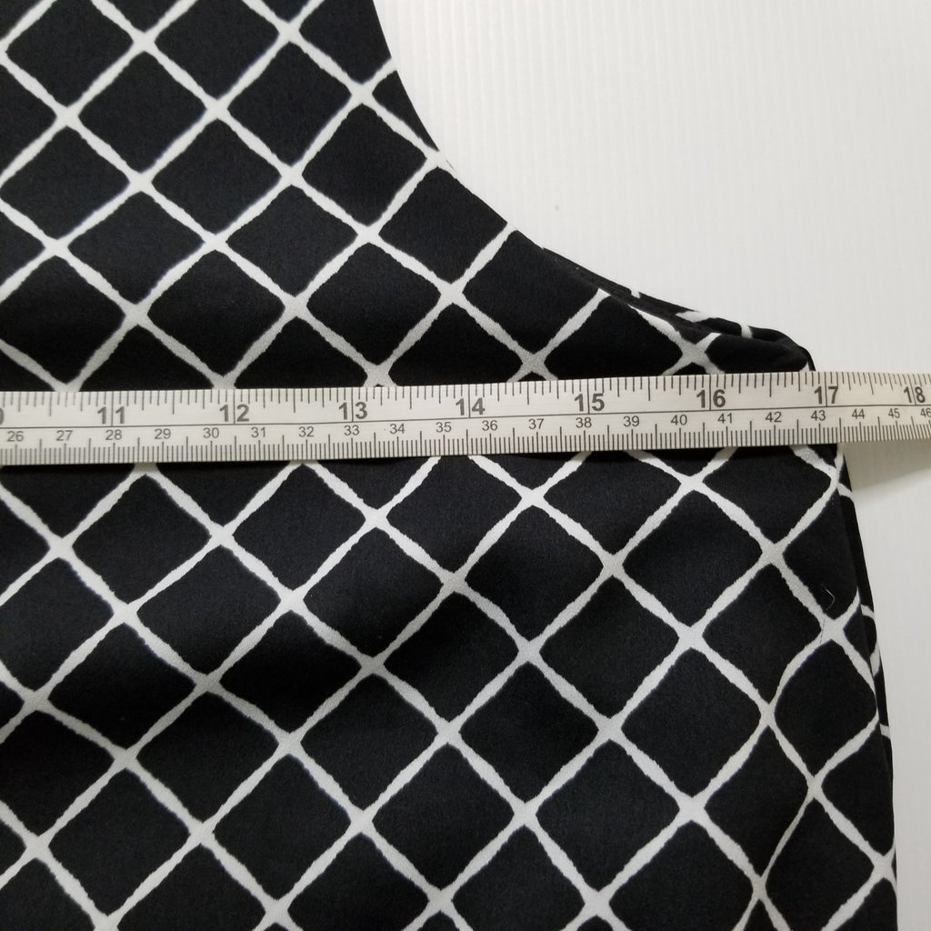 Piper Formal Black White Layered Sleeveless Women's Midi Dress Keyhole Back Sz 8